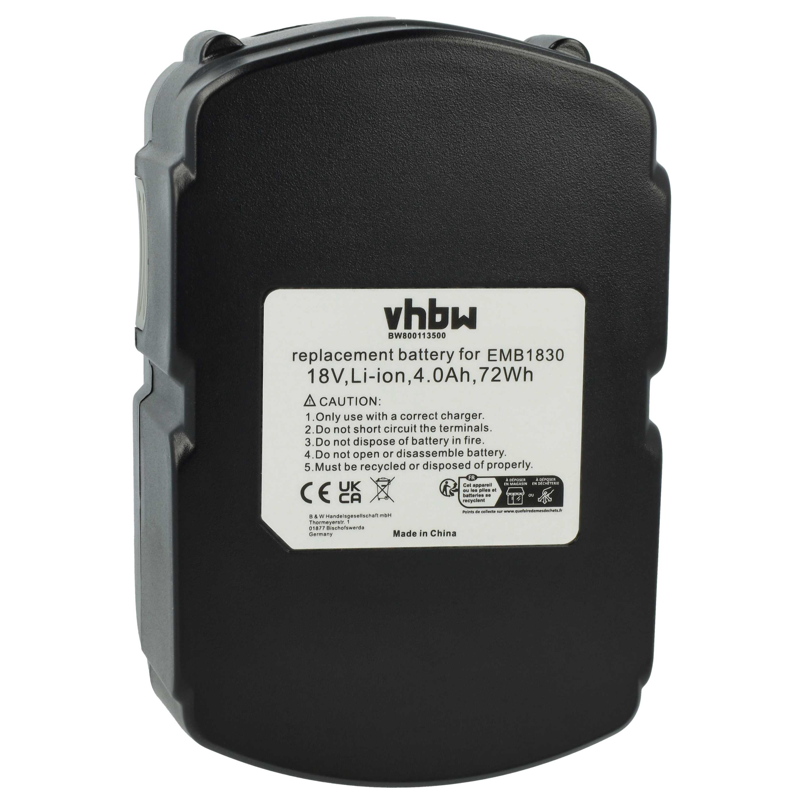 Battery replaces Hitachi 327731, 327730, 326241, 326240, BCL 1815 Electric Power Tool - 4000 mAh, 18 V, Li-Ion