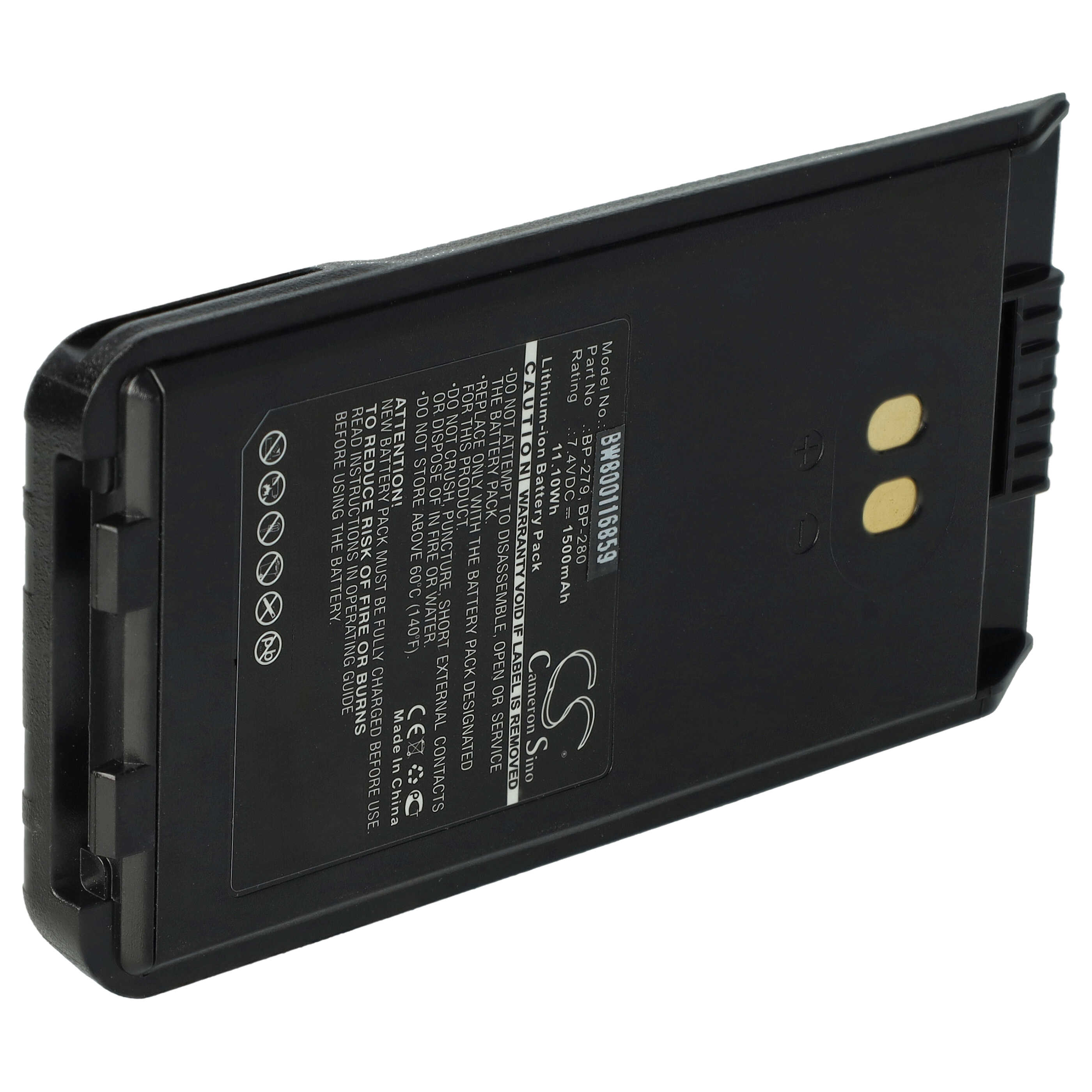 Radio Battery Replacement for Icom BP-279, BP-280, BP-280LI - 1500mAh 7.4V Li-Ion + Belt Clip