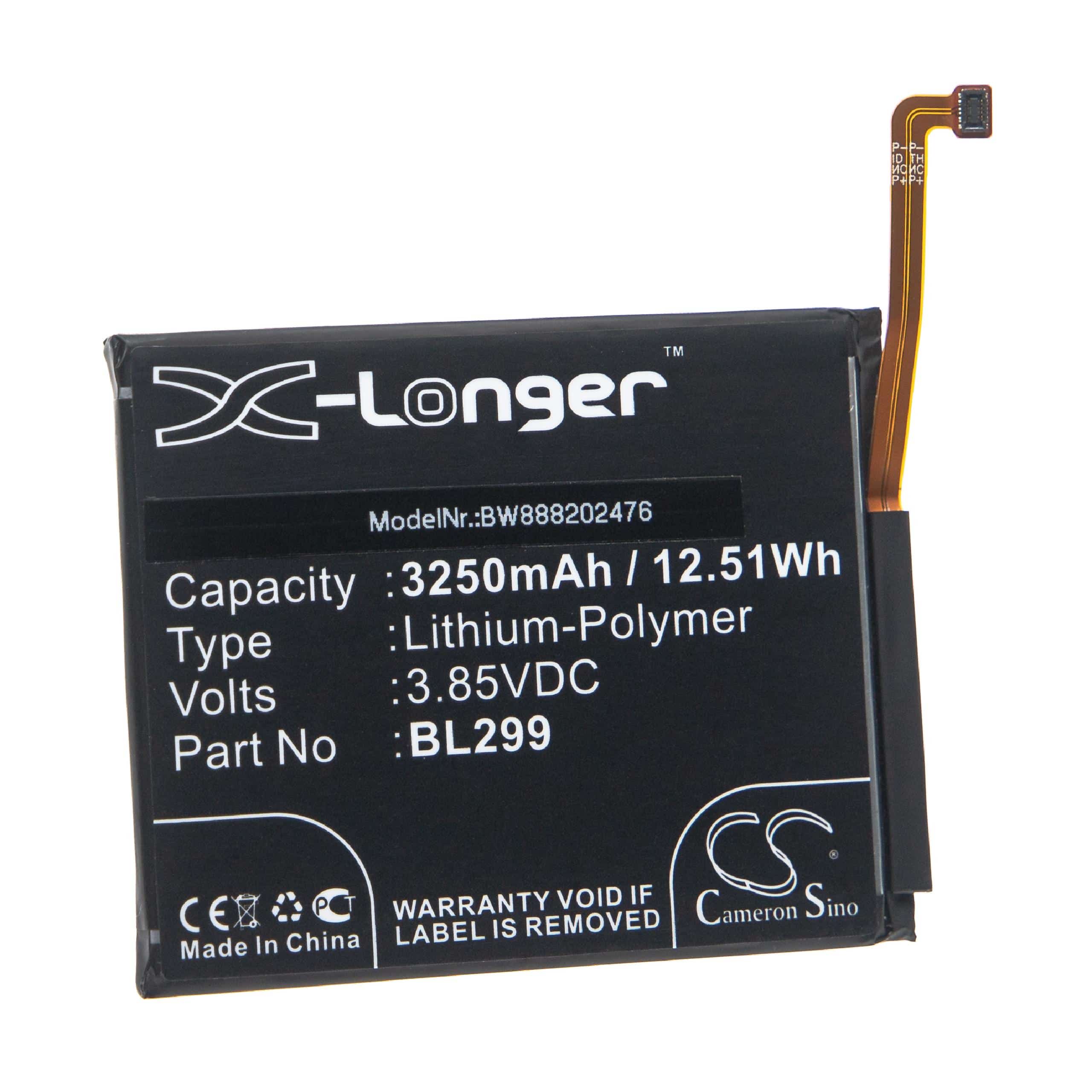 Batterie remplace Lenovo BL299 pour téléphone portable - 3250mAh, 3,85V, Li-polymère