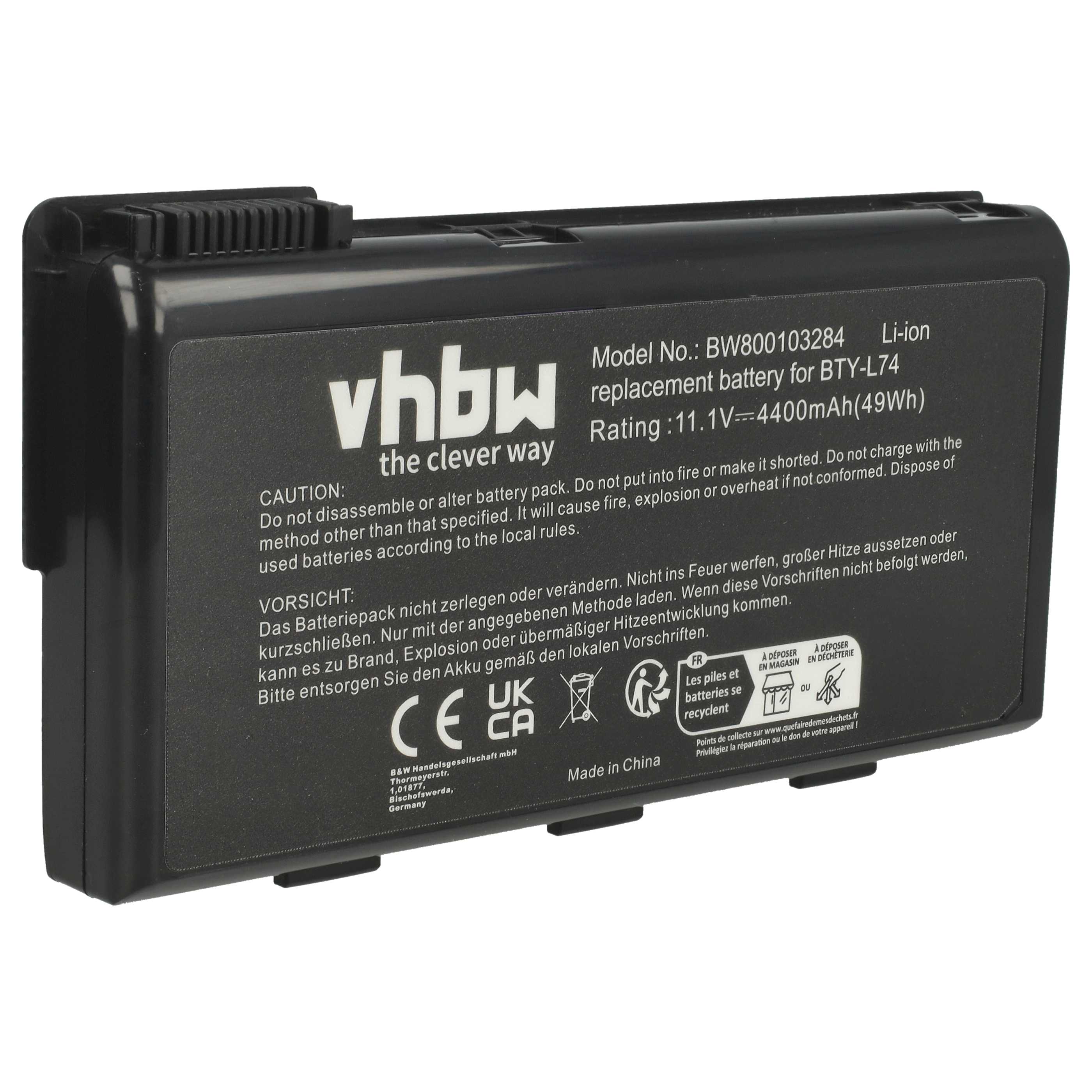 Batteria sostituisce MSI 91NMS17LF6SU1, 91NMS17LD4SU1 per notebook MSI - 4400mAh 11,1V Li-Ion nero