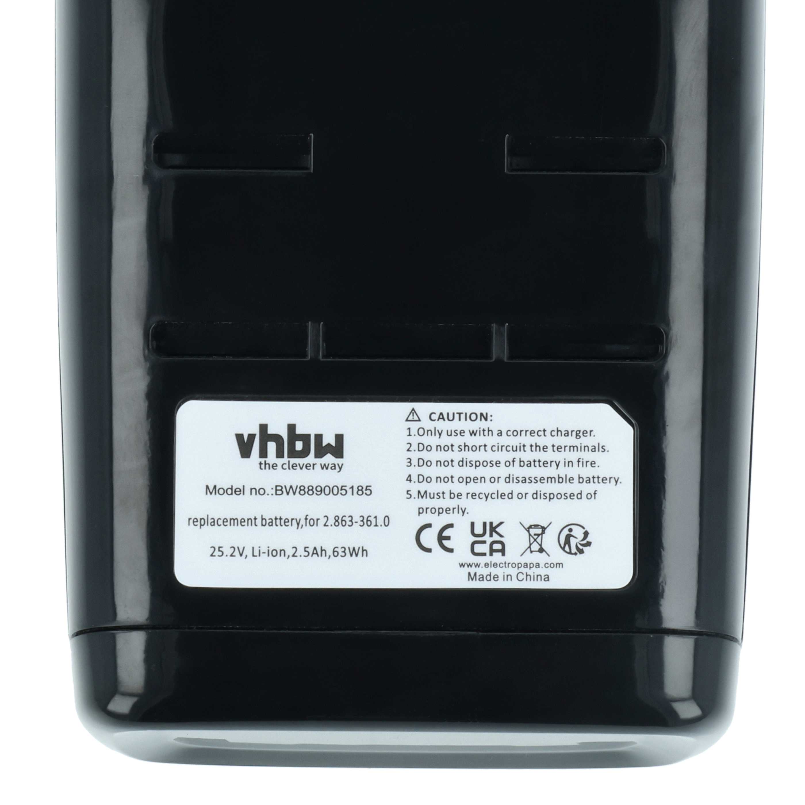 Battery replaces Kärcher 2.863-361.0 for Kärcher 2500mAh, 25.2V, Li-Ion