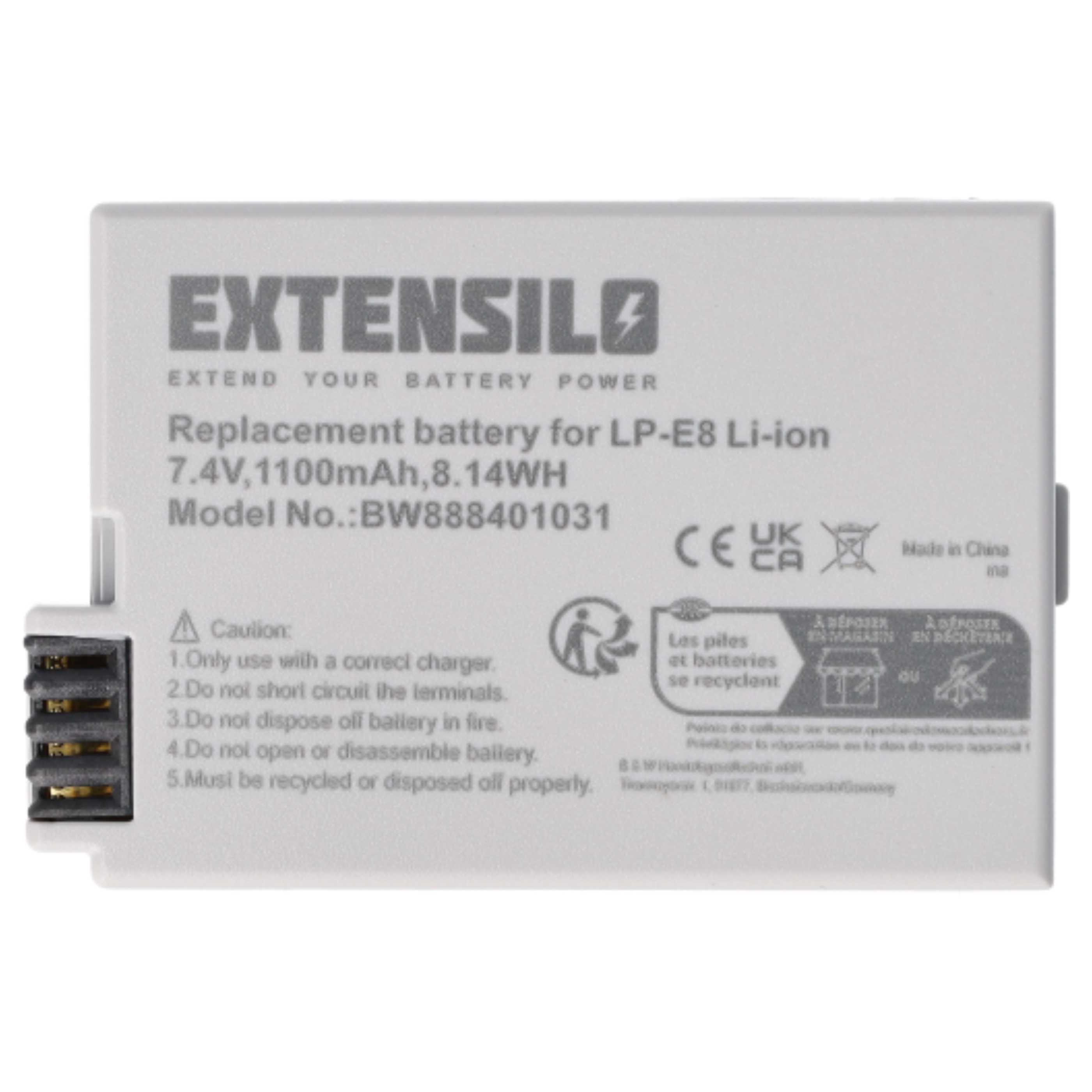 2x Batteria sostituisce Canon LP-E8 per fotocamera Canon - 1100mAh 7,4V Li-Ion