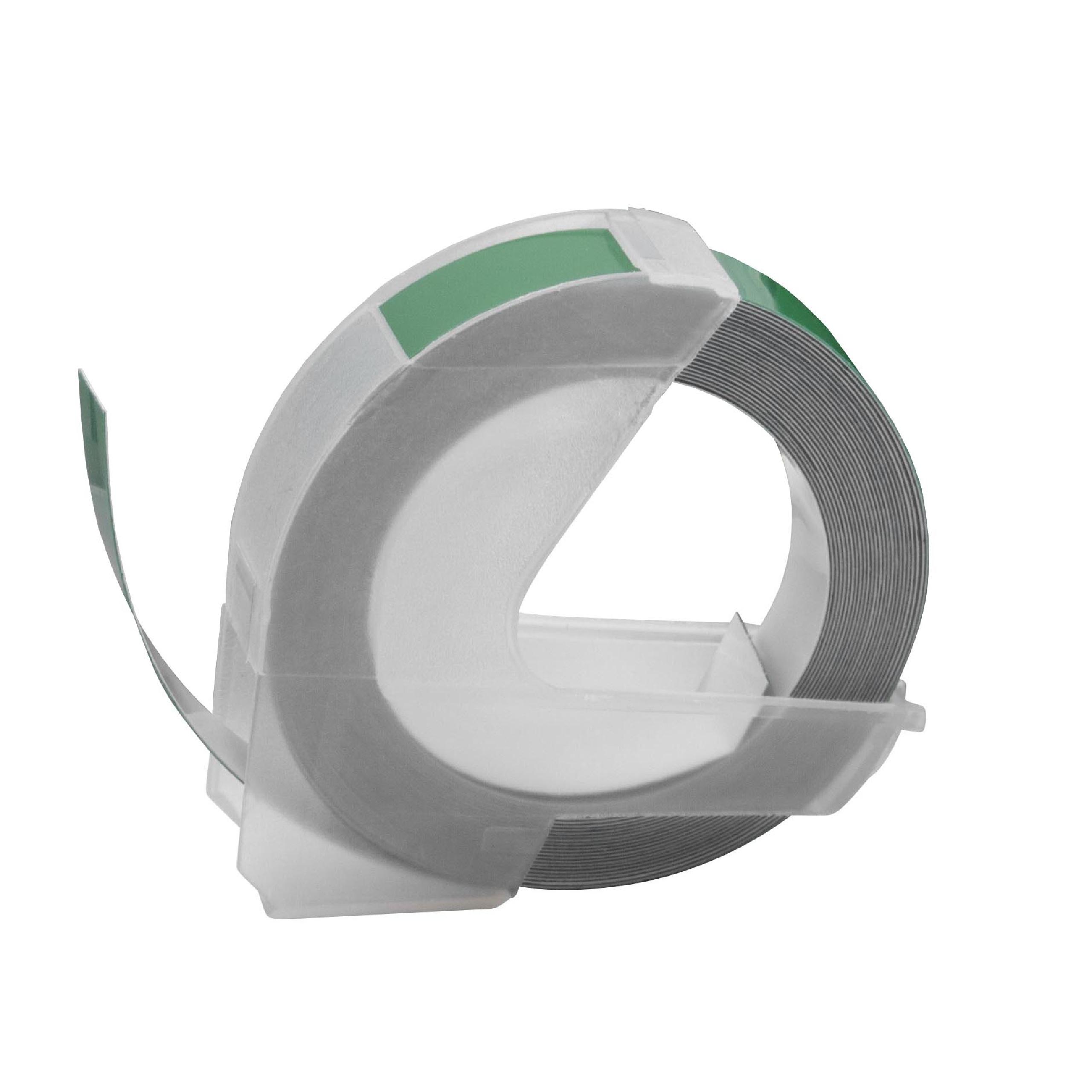 3D PrägebandSchriftband als Ersatz für Dymo 520105, S0898160 - 9mm Weiß auf Grün