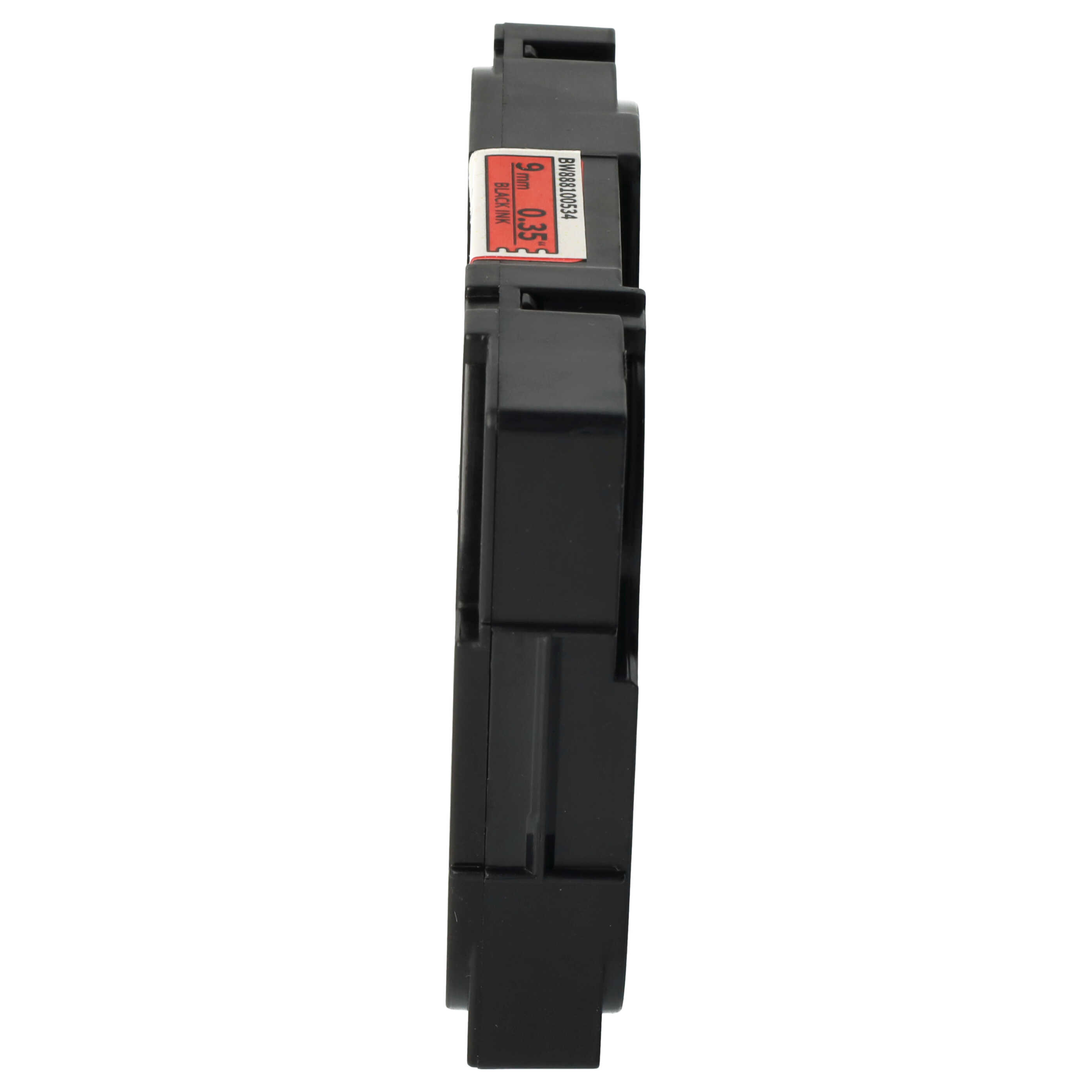 Cassette à ruban remplace Brother AHe-S421, HGE-S421, HGES421 - 9mm lettrage Noir ruban Rouge