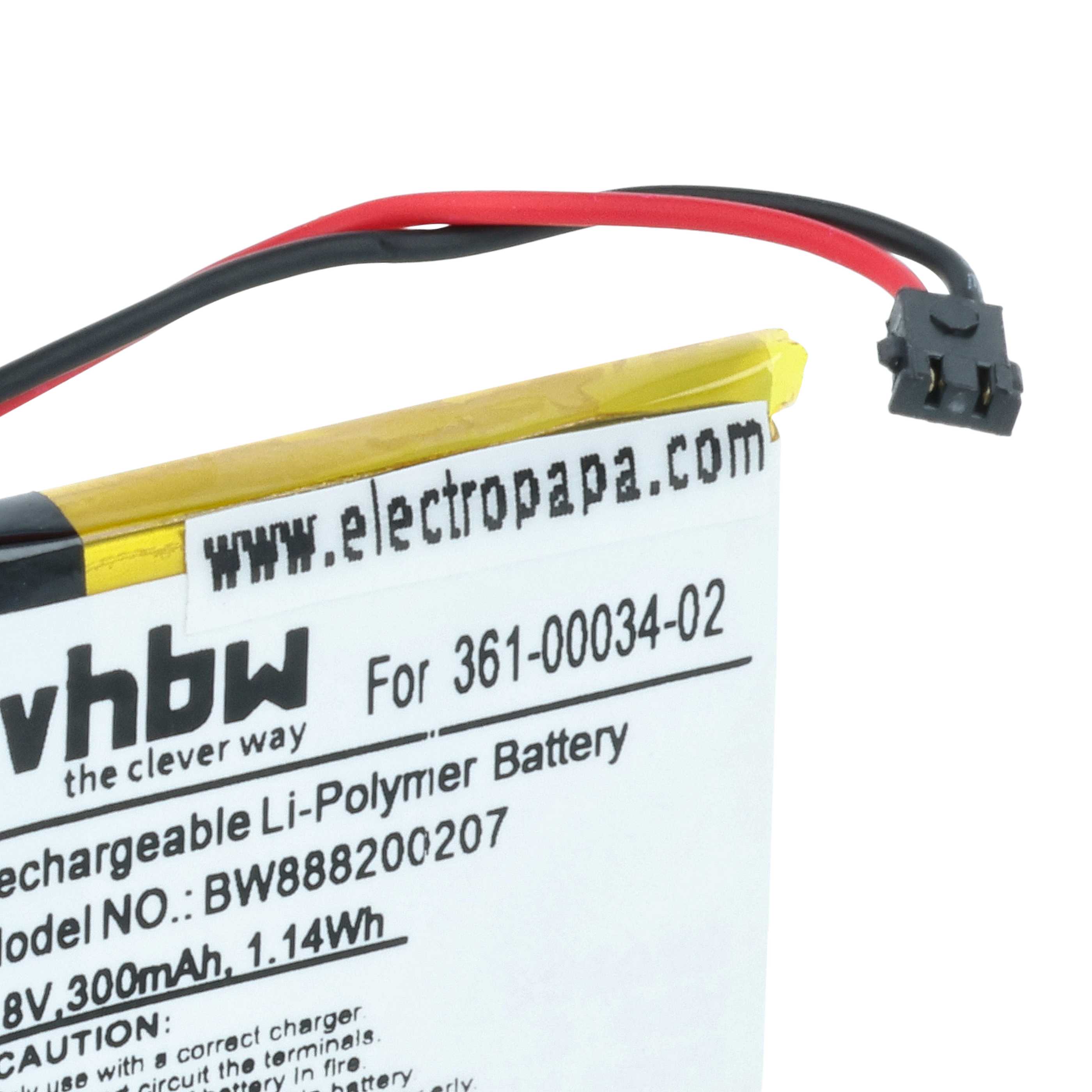 Batteria sostituisce Garmin 361-00034-02 per smartwatch - 300mAh 3,7V Li-Poly