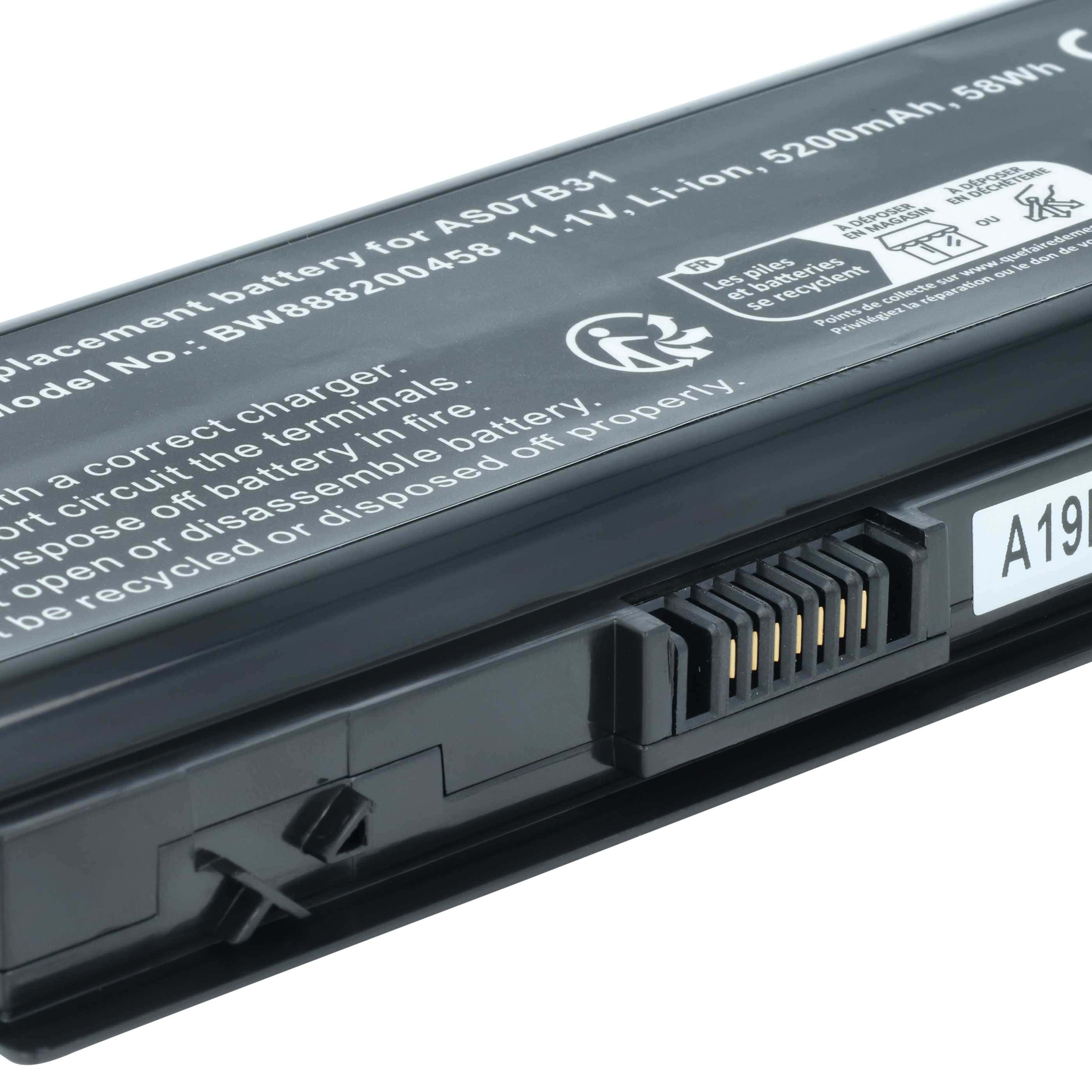 Akumulator do laptopa zamiennik Acer 01AS-2007B, AS07B32, AK.006BT.019 - 5200 mAh 11,1 V Li-Ion, czarny