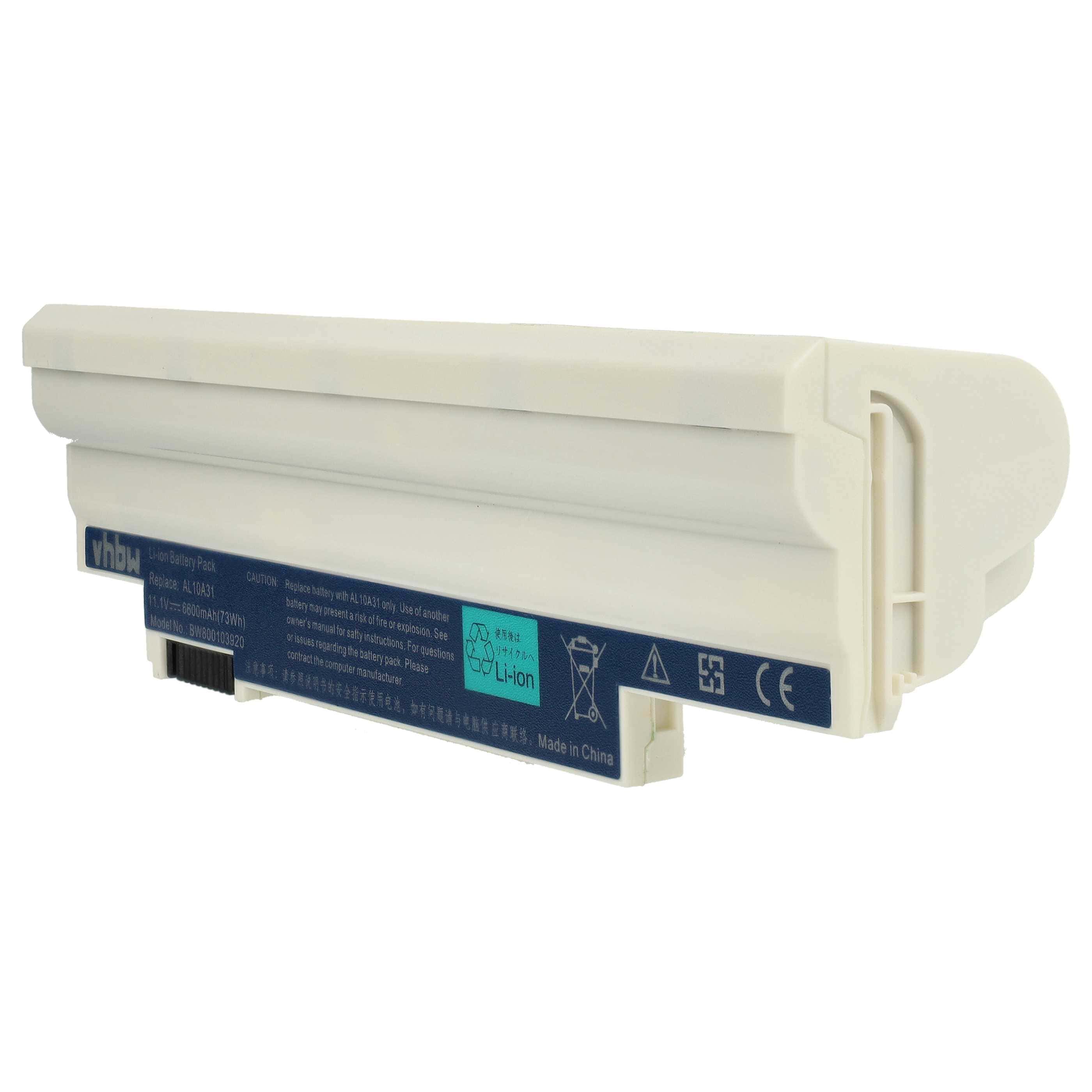 Akumulator do laptopa Acer Aspire One D255, D257, D260, D270 - 6600 mAh 11,1 V Li-Ion, biały