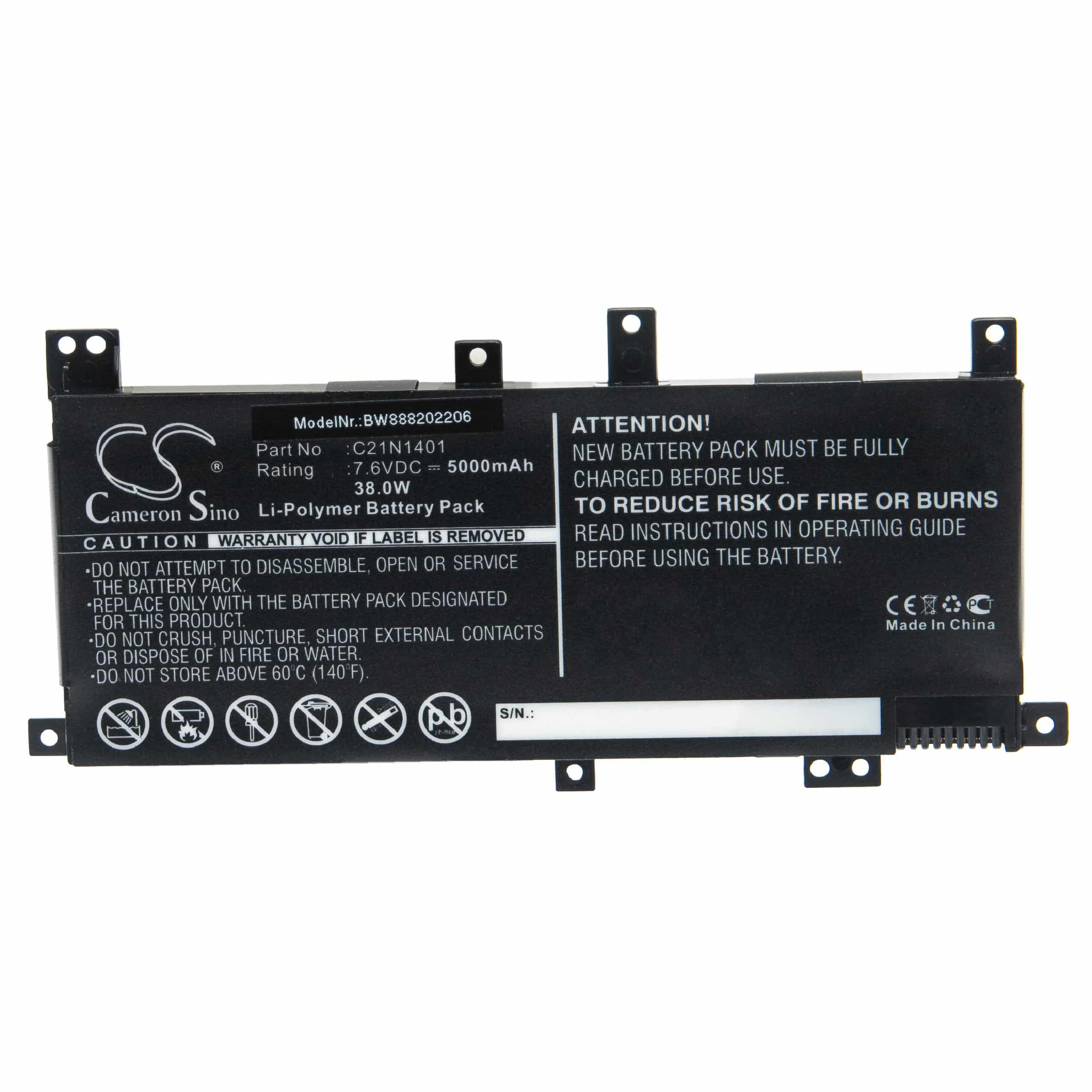 Akumulator do laptopa zamiennik Asus 0B200-01040000, 0B200-01040100, 0B200-01040200 - 5000 mAh 7,6 V LiPo