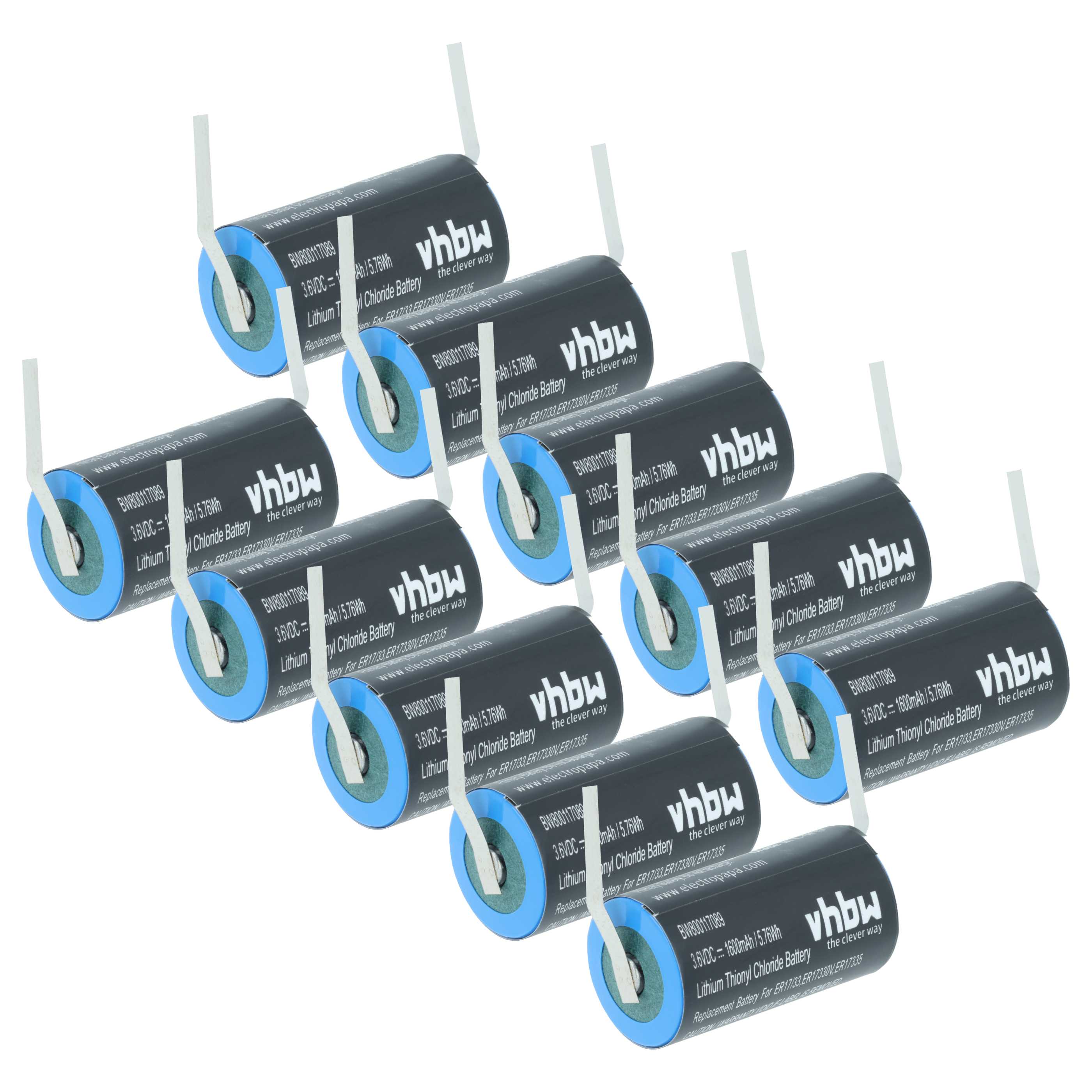 10x Battery replaces Maxell ER17/33 - 1600 mAh 3.6 V Li-MnO2