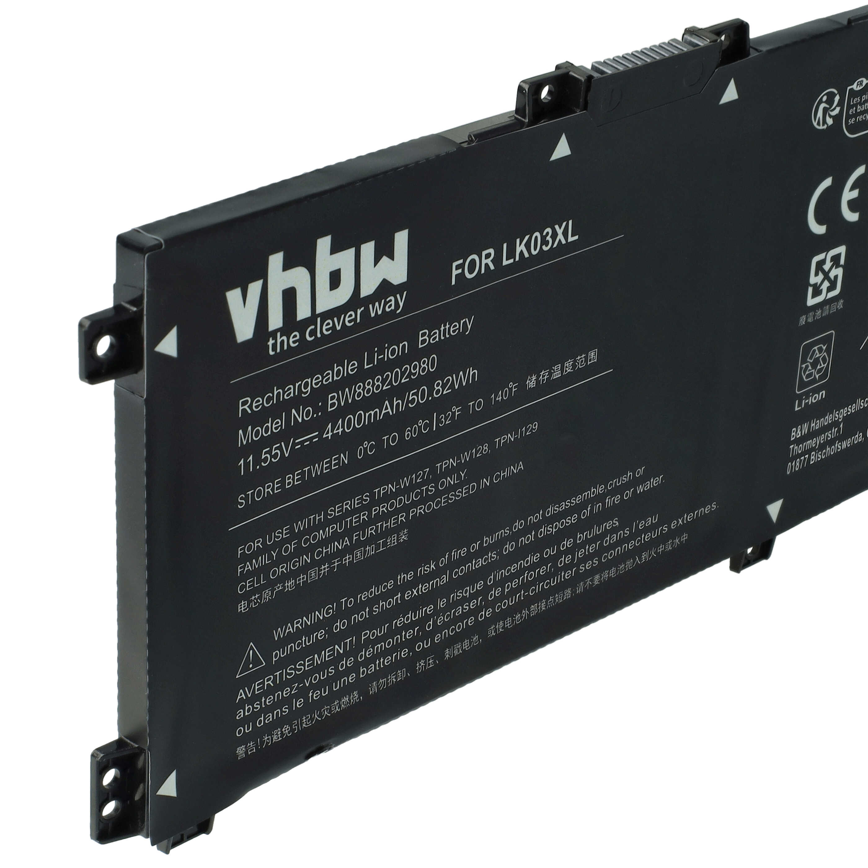 Notebook Battery Replacement for HP 916368-541, 916368-421, 916814-855 - 4400 mAh 11.55 V Li-polymer
