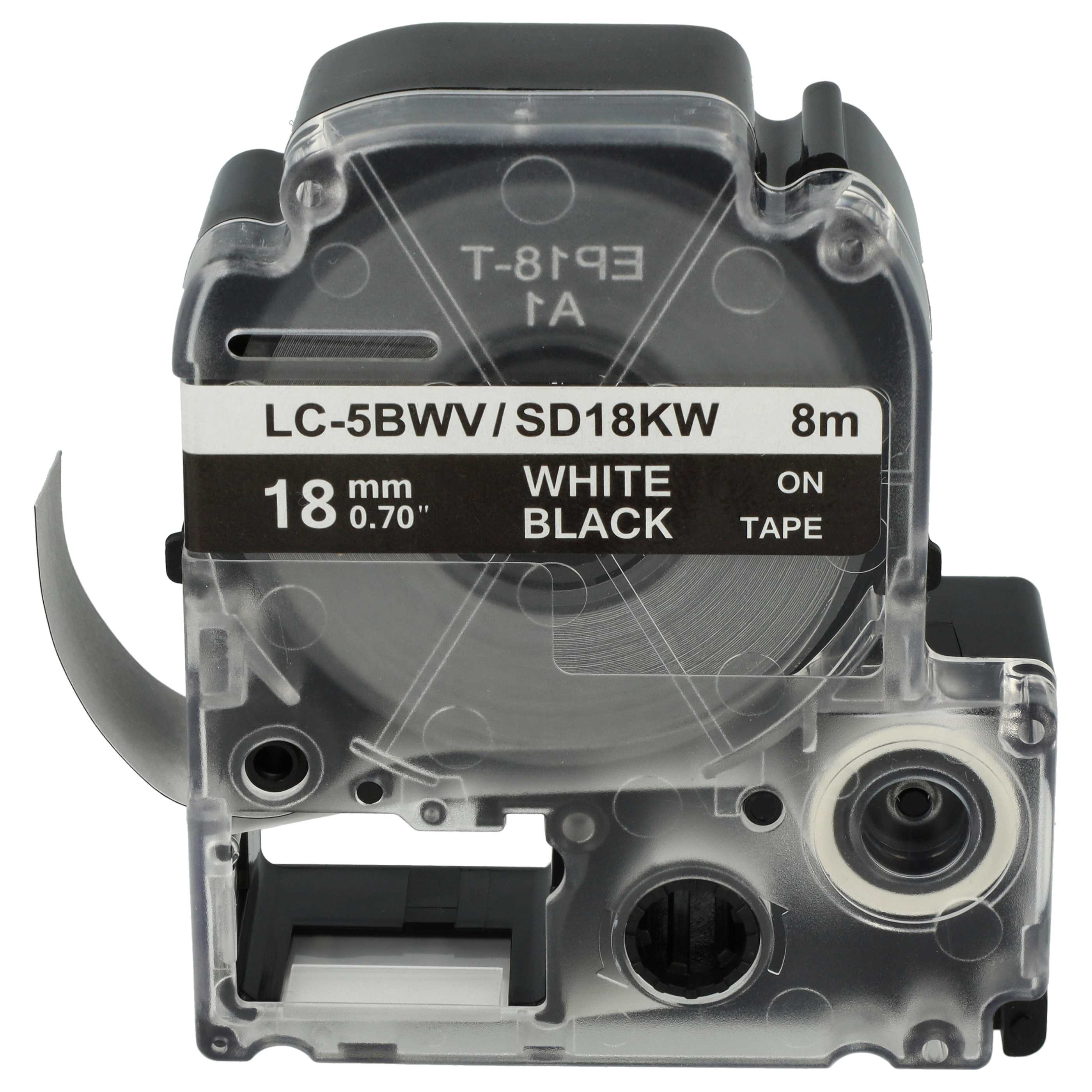 Label Tape replaces Epson LC-5BWV - 18 mm White to Black