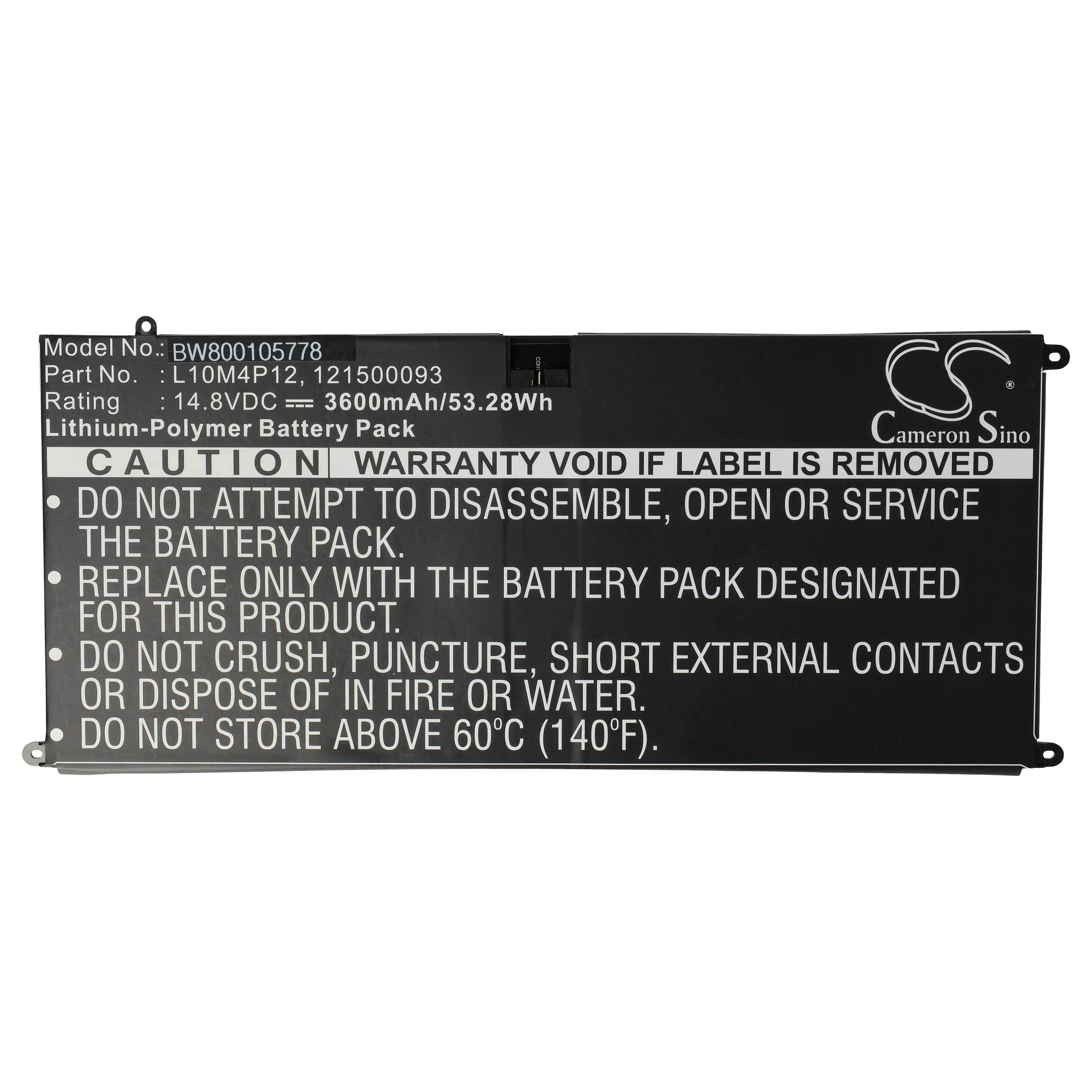 Akumulator do laptopa zamiennik Lenovo L10M4P12, 121500093 - 3600 mAh 14,8 V LiPo, czarny