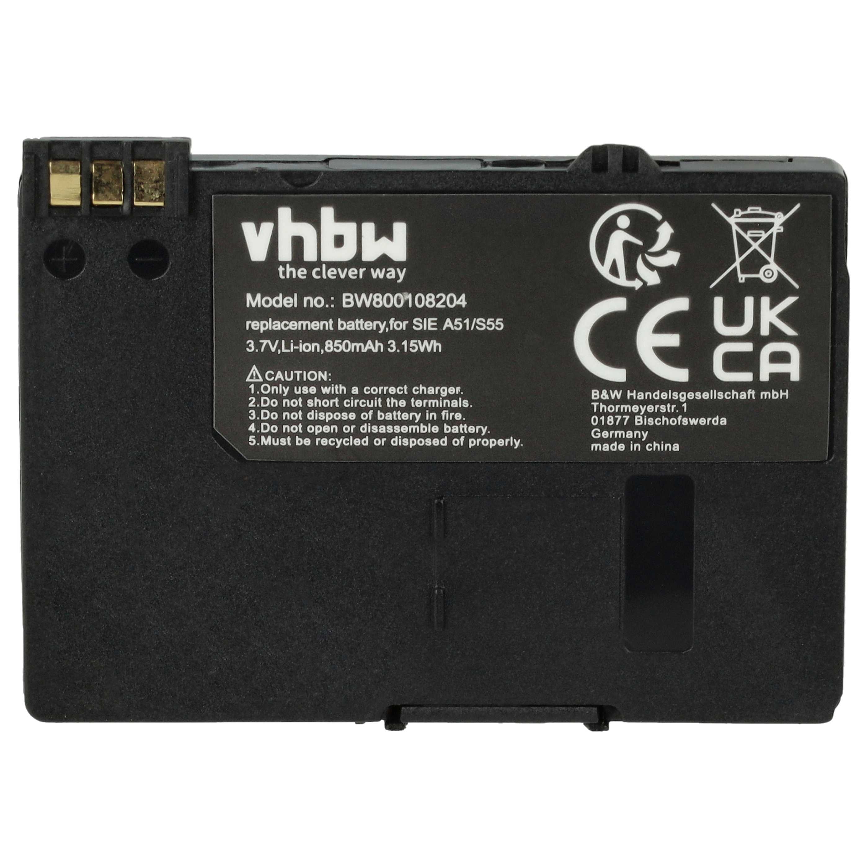 2x Batteries remplace EBA-510, L36145-K1310-X401, BASIC56 pour téléphone Swisscom - 850mAh 3,7V Li-ion