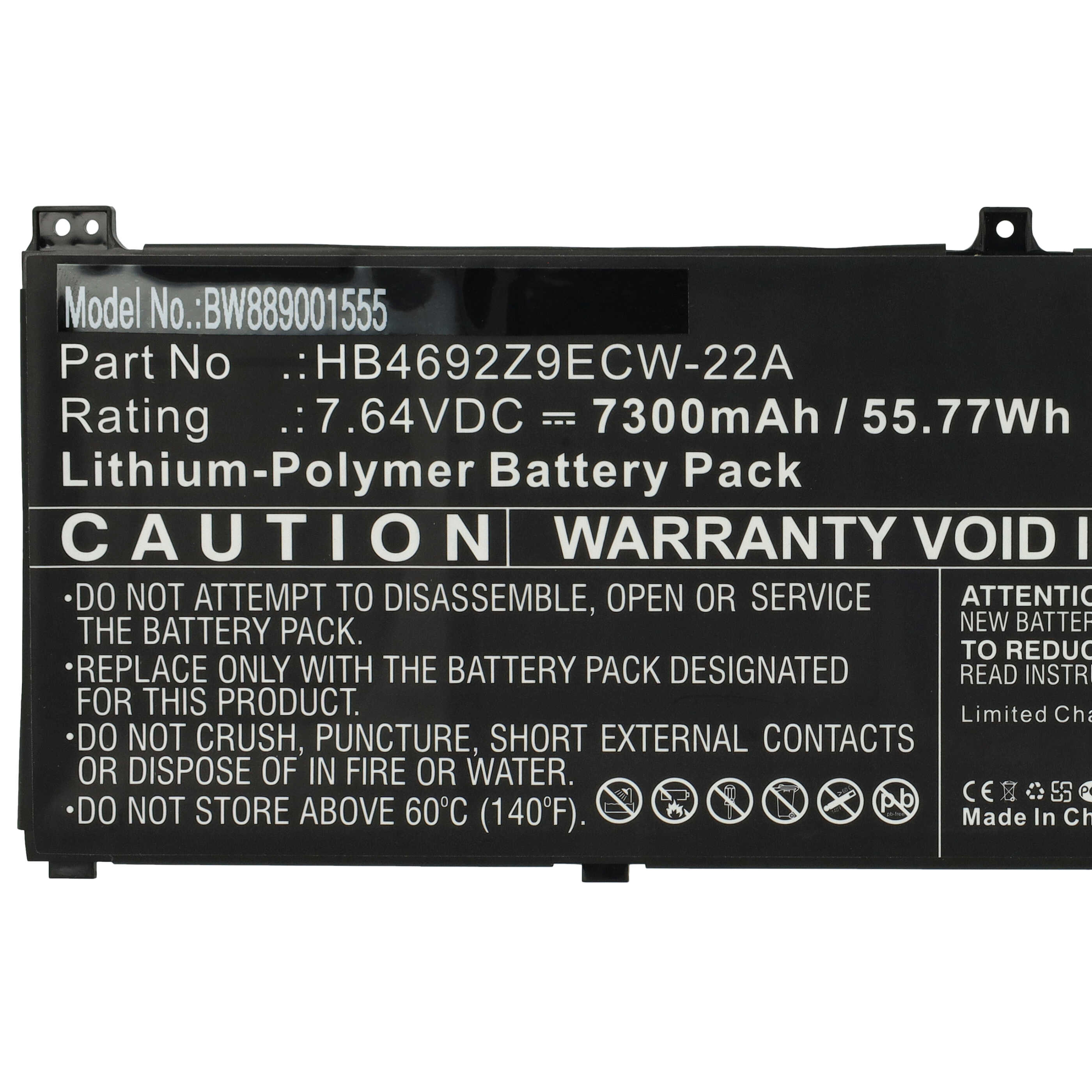 Akumulator do laptopa zamiennik Huawei HB4692Z9ECW-22A - 7300 mAh 7,64 V LiPo, czarny
