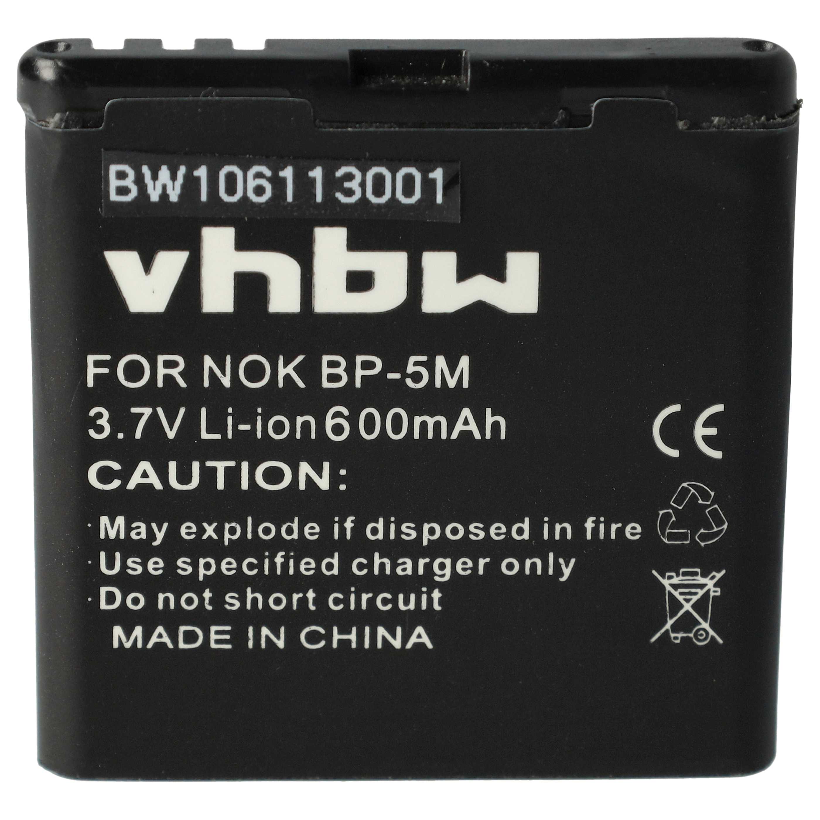 Akumulator do telefonu smartfona zamiennik Nokia BP-5M - 600 mAh 3,7 V Li-Ion
