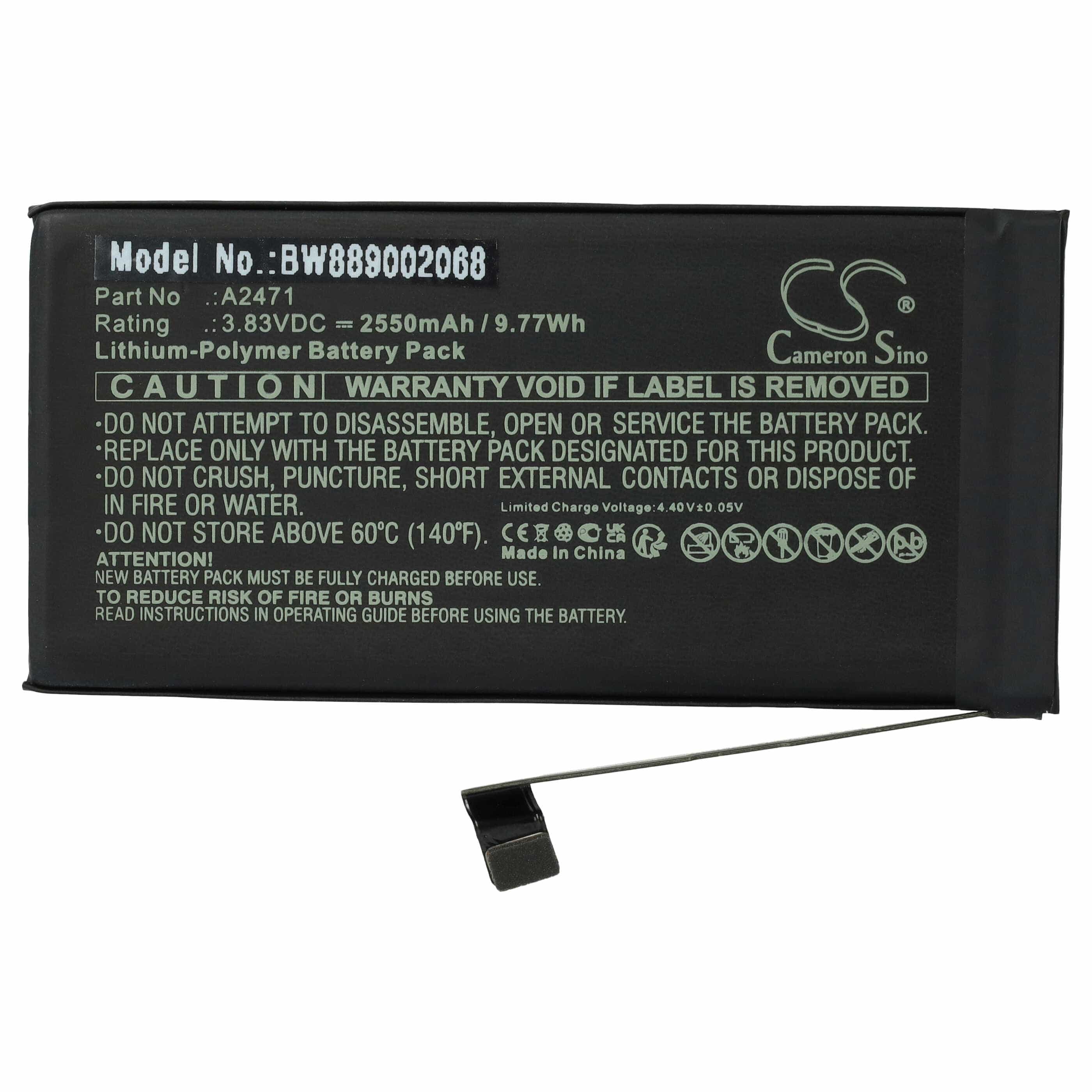 Mobile Phone Battery Replacement for Apple A2471 - 2550mAh 3.83V Li-polymer
