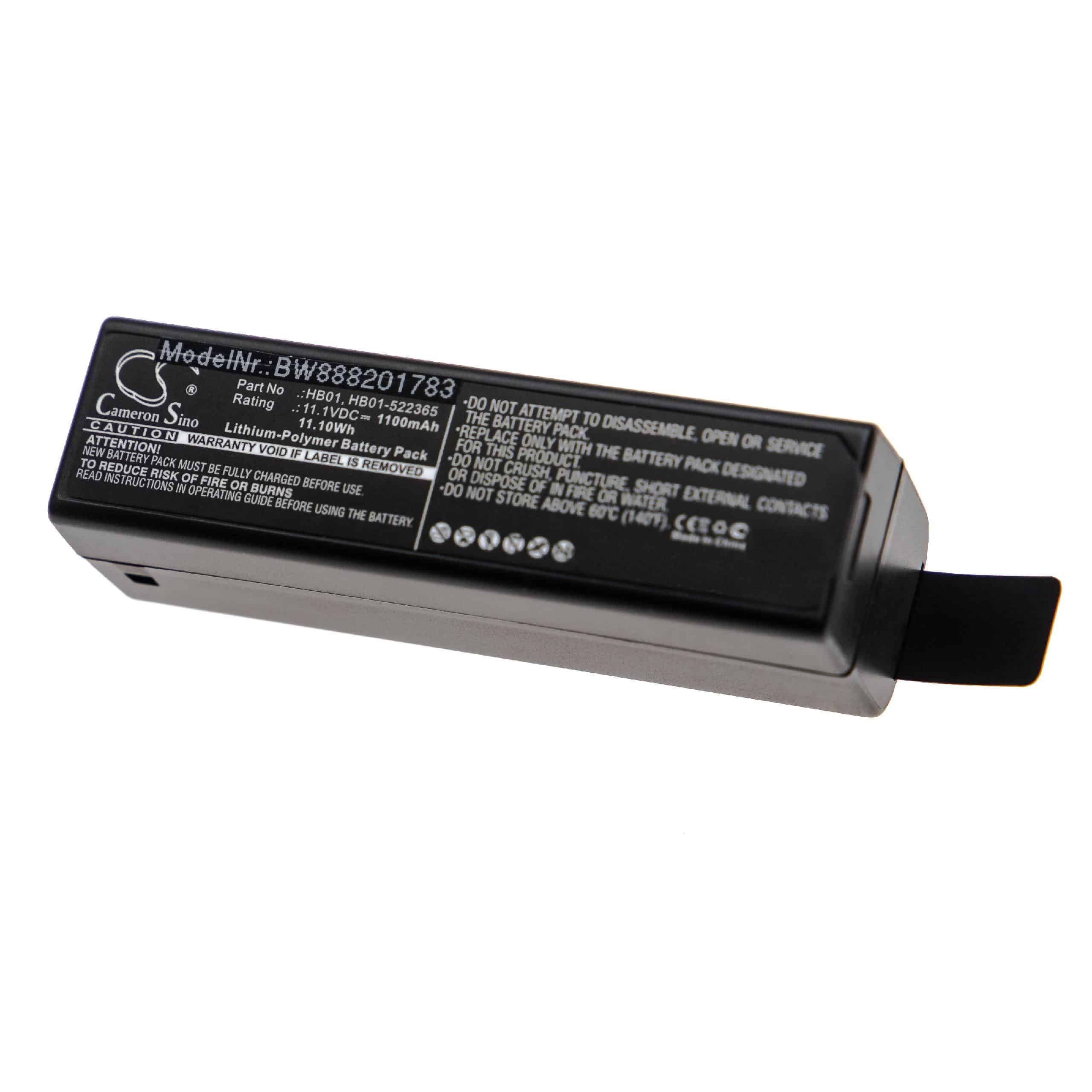Batterie remplace DJI HB01, HB01-522365 pour appareil photo - 1100mAh 11,1V Li-polymère