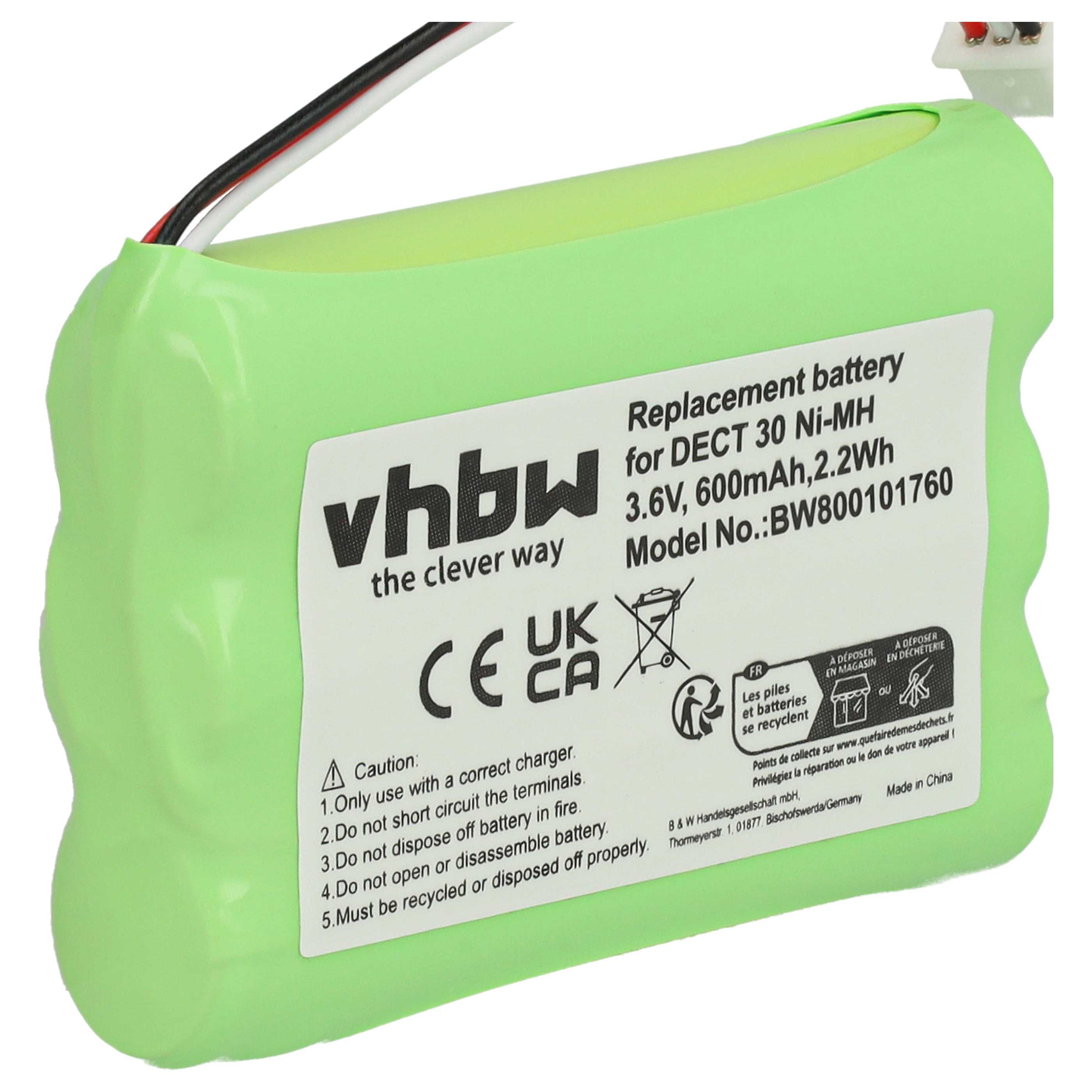 2x Batteries remplace Agfeo 23NO09TT30, 84743411, AH-AAA600F pour téléphone Agfeo - 600mAh 3,6V NiMH