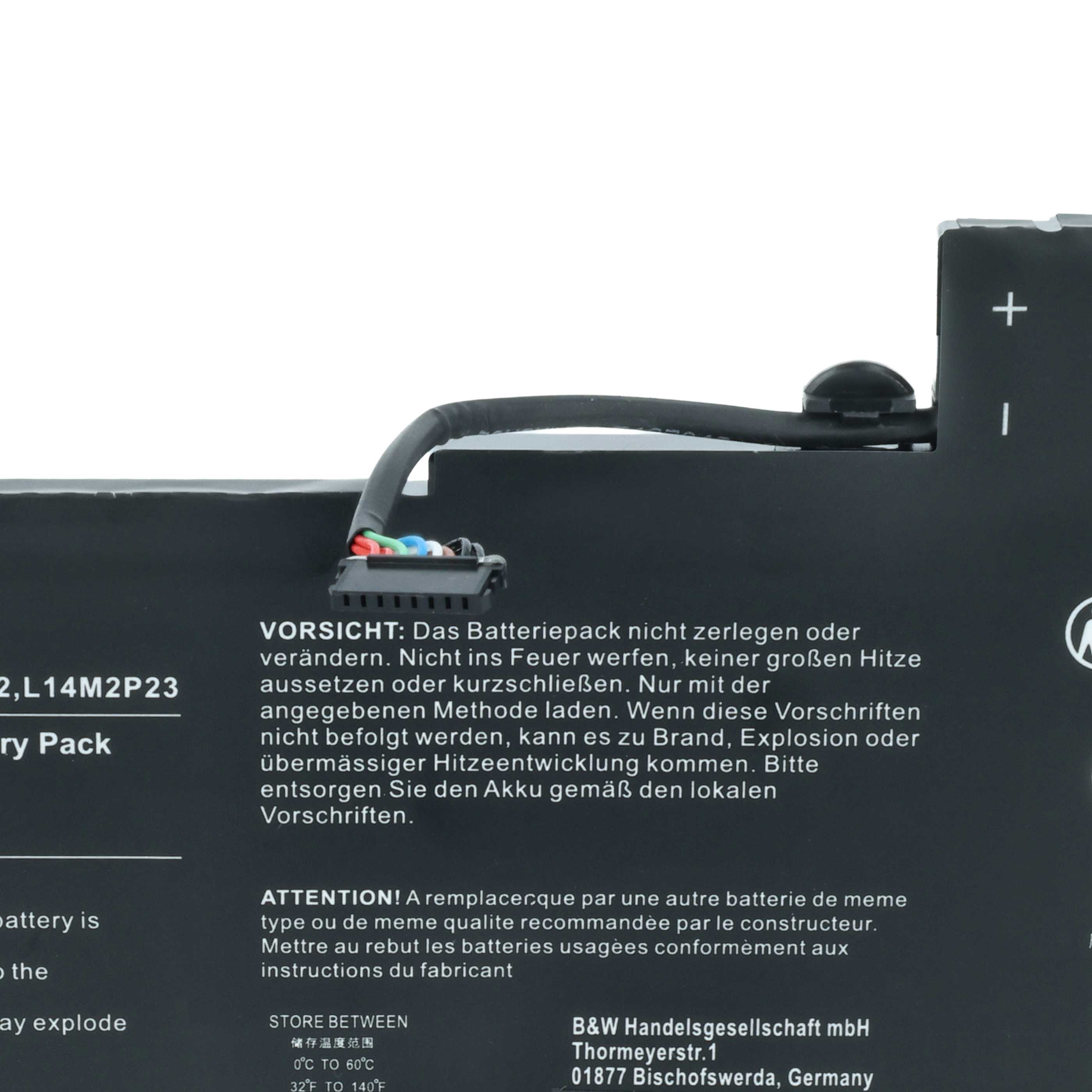 Notebook-Akku als Ersatz für Lenovo L14M2P24, L14L2P22, L14S2P22 - 4610mAh 7,6V Li-Polymer, schwarz