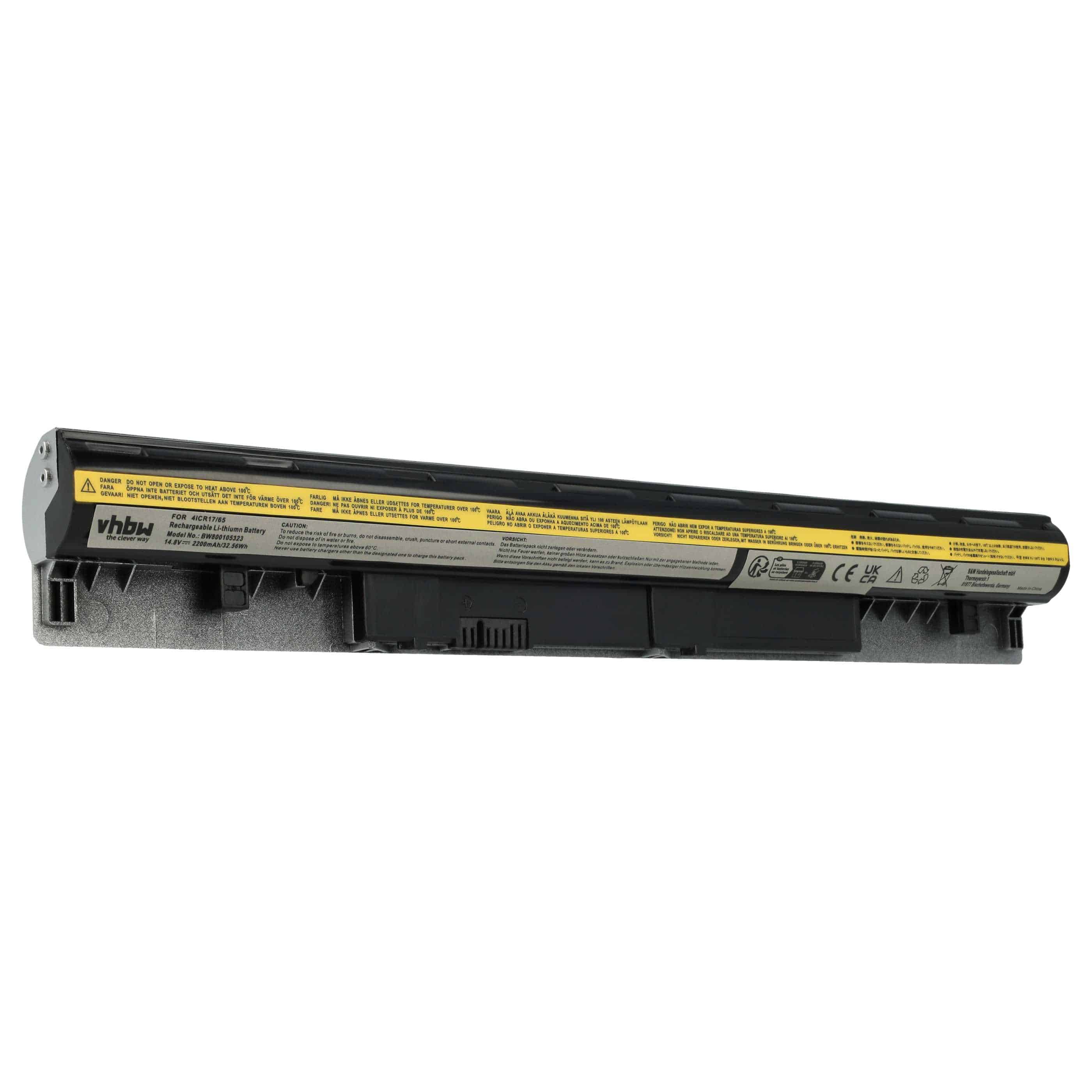 Batteria sostituisce Lenovo L12S4L01, 4ICR17/65, L12S4Z01 per notebook Lenovo - 2200mAh 14,8V Li-Ion argento