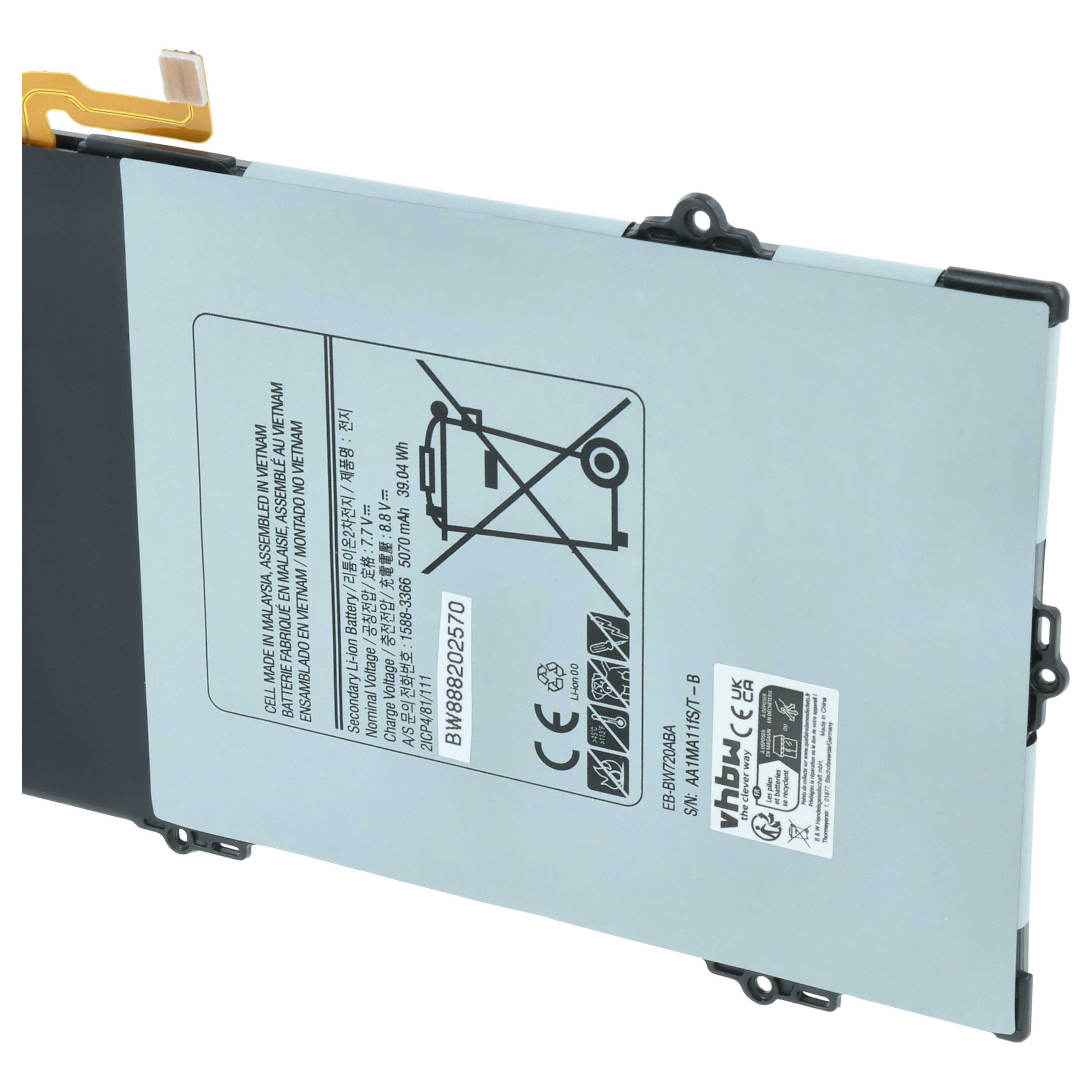 Batteria per tablet sostituisce Samsung AA-PBMN2H0, AA-PBMN2HO, EB-BW720ABA - 5000mAh 7,7V Li-Poly