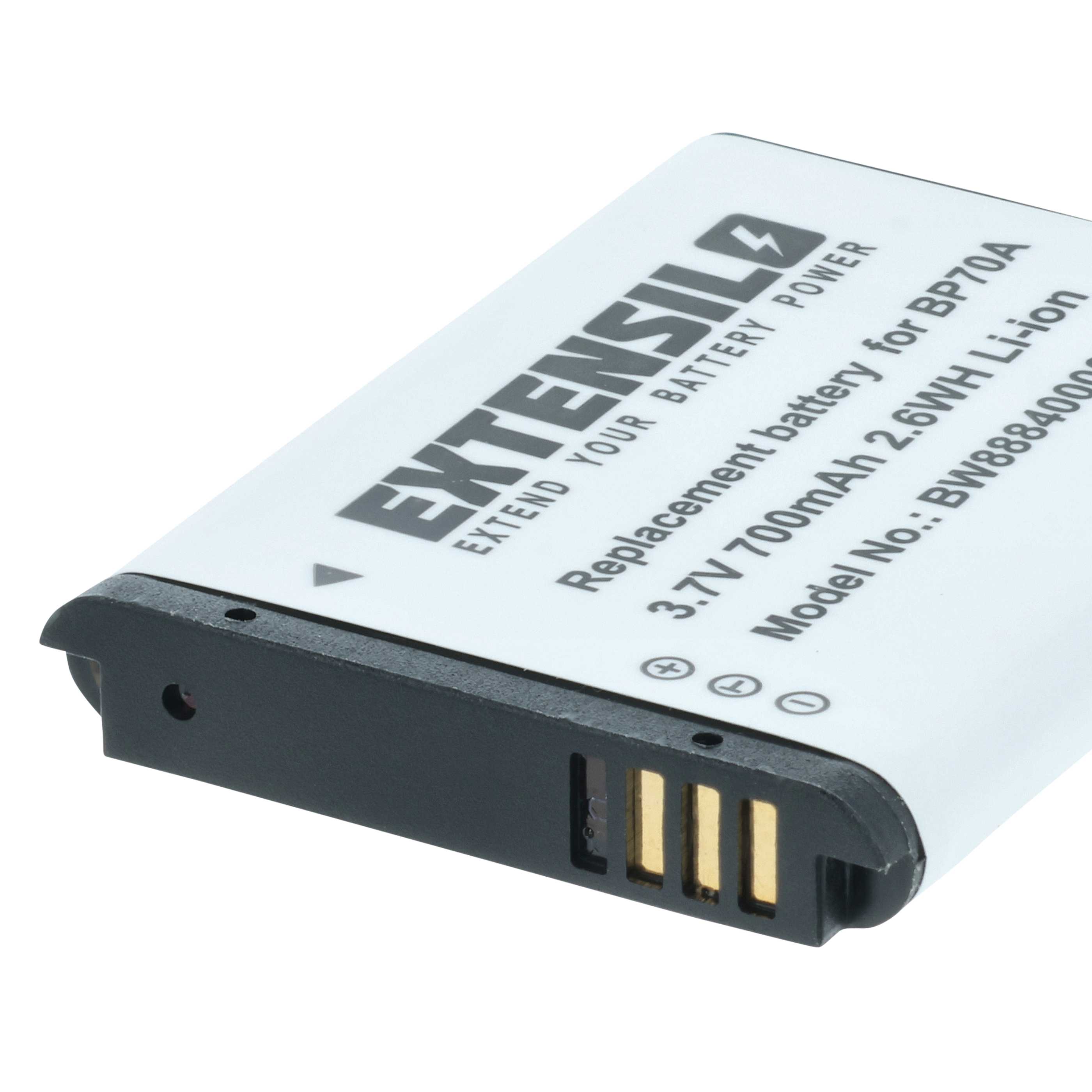Batteria sostituisce Samsung BP-70a, SLB-70A, BP70a, EA-BP70A per fotocamera - 700mAh 3,6V Li-Ion