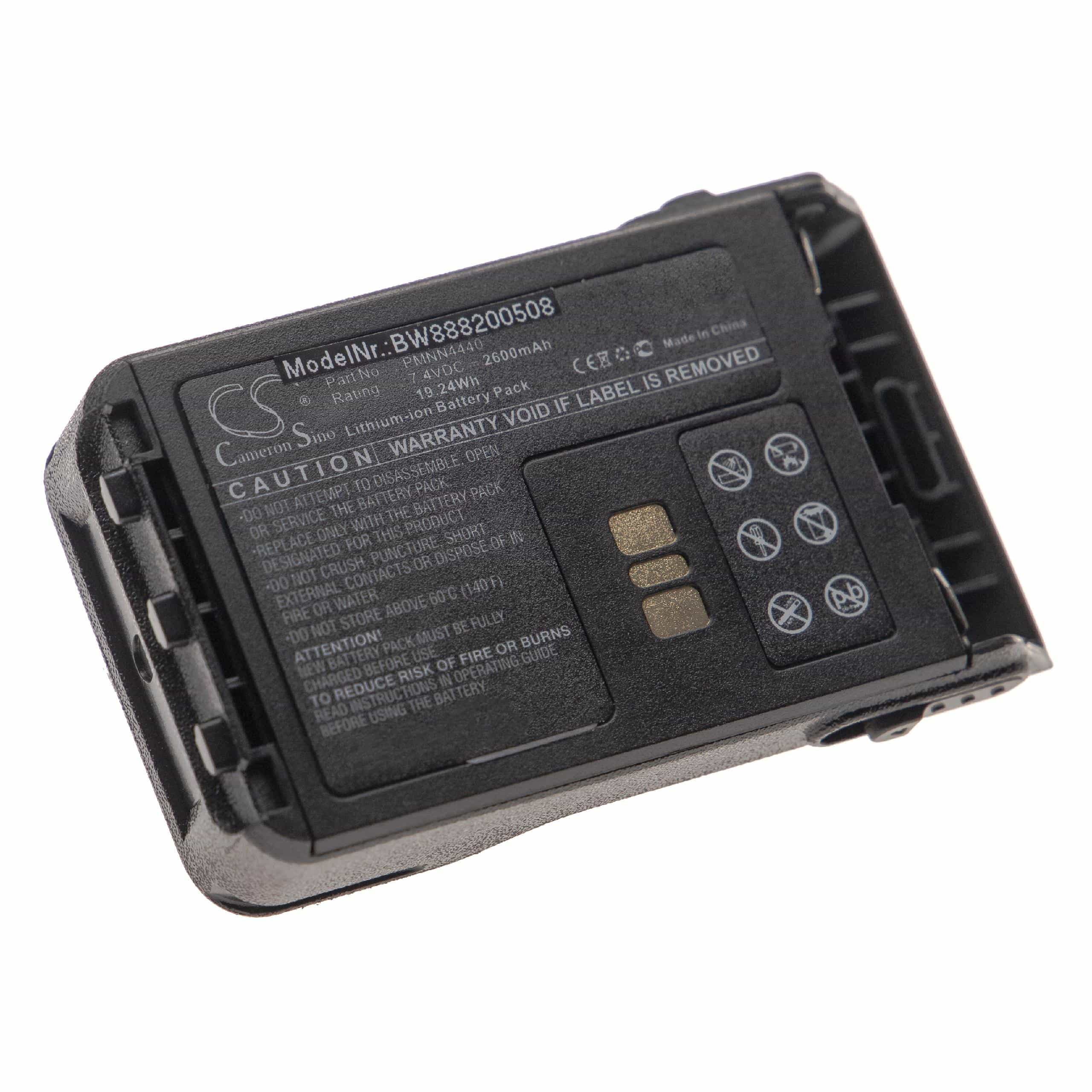 Batería reemplaza Motorola PMNN4440, PMNN4440AR para radio, walkie-talkie Motorola - 2600 mAh 7,4 V Li-Ion