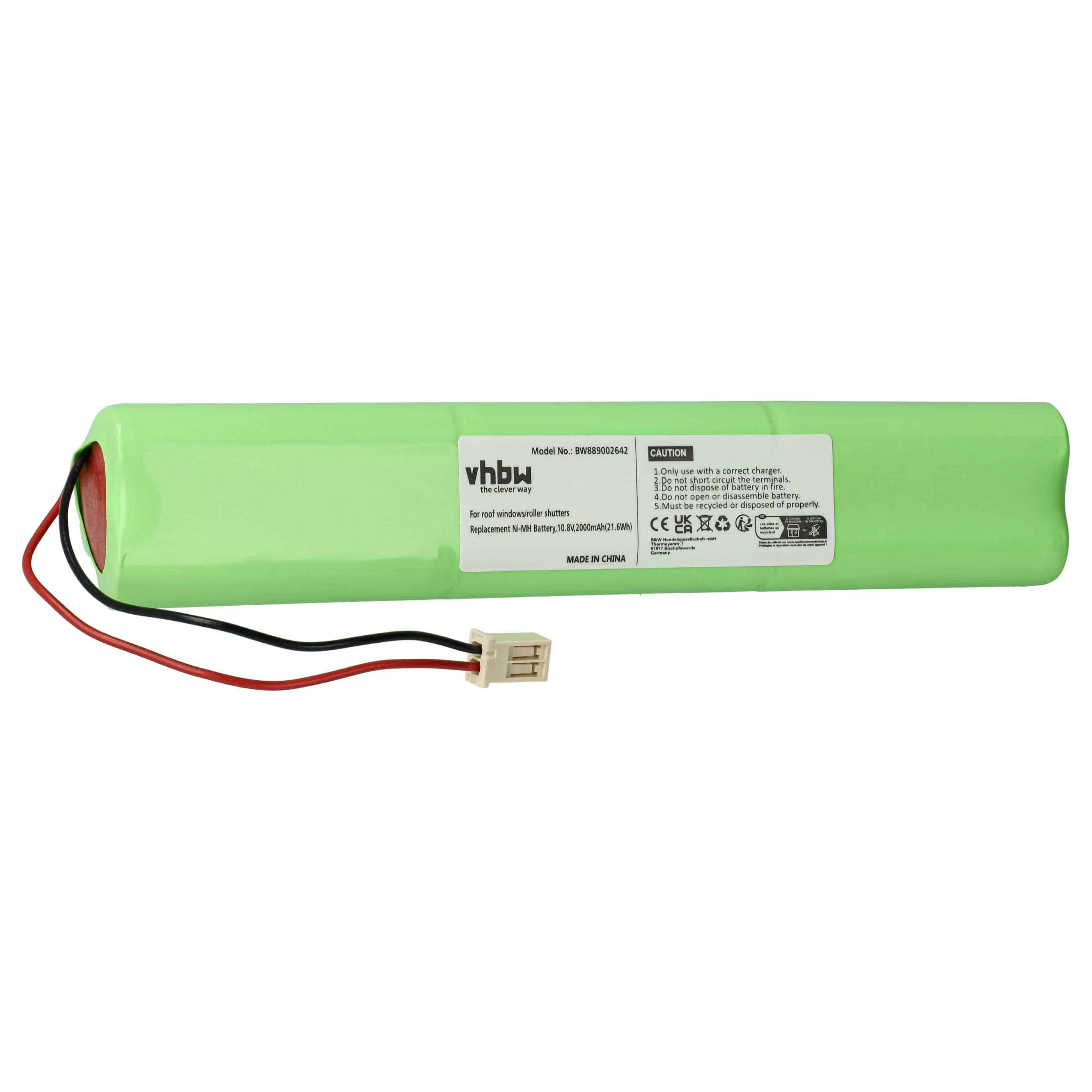 Roller Blind Battery Replacement for Velux 946930, 946933 - 2000 mAh 10.8 V NiMH