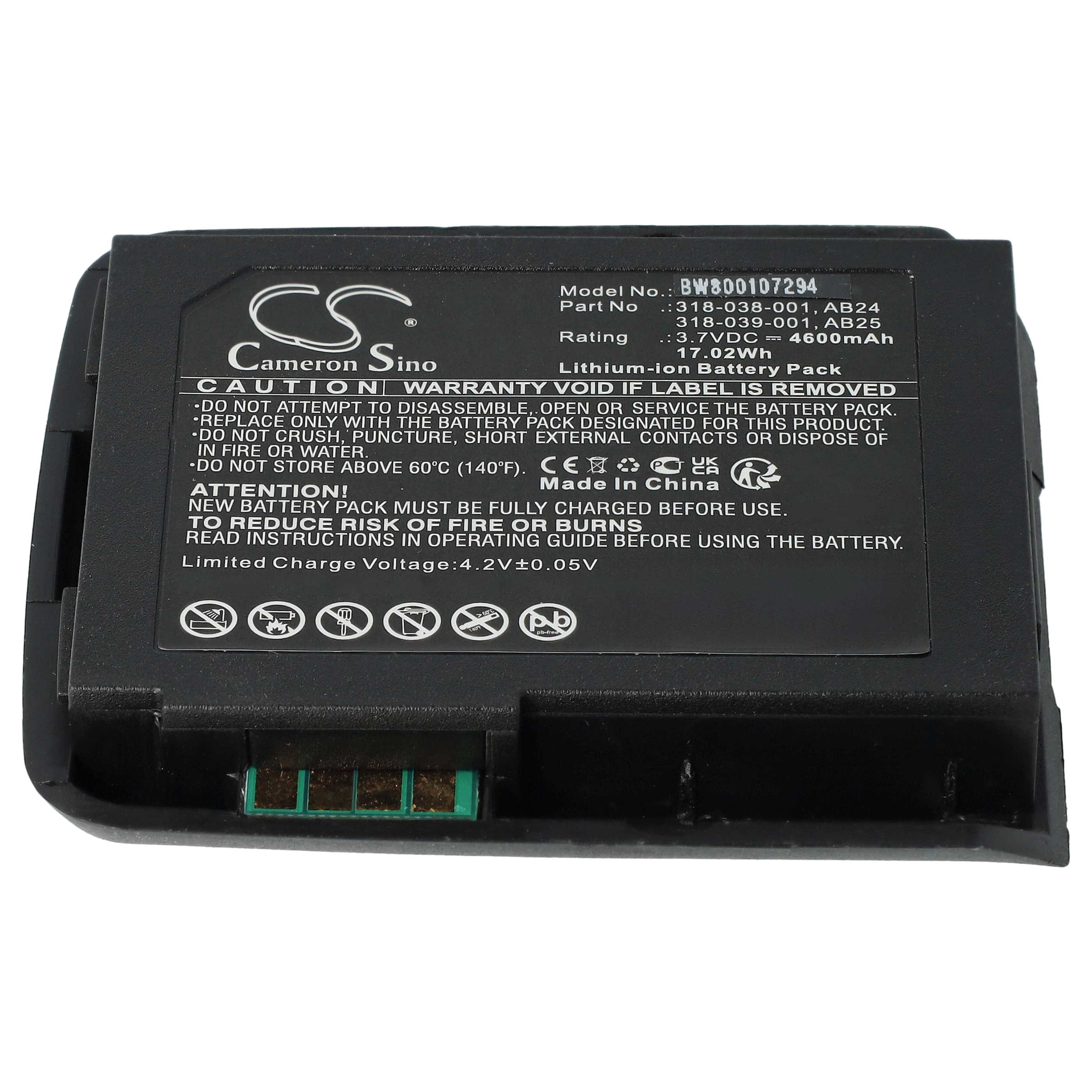 Akku als Ersatz für Intermec 1015AB02, 318-038-001 für Intermec Barcodescanner - 4600mAh 3,7V Li-Ion