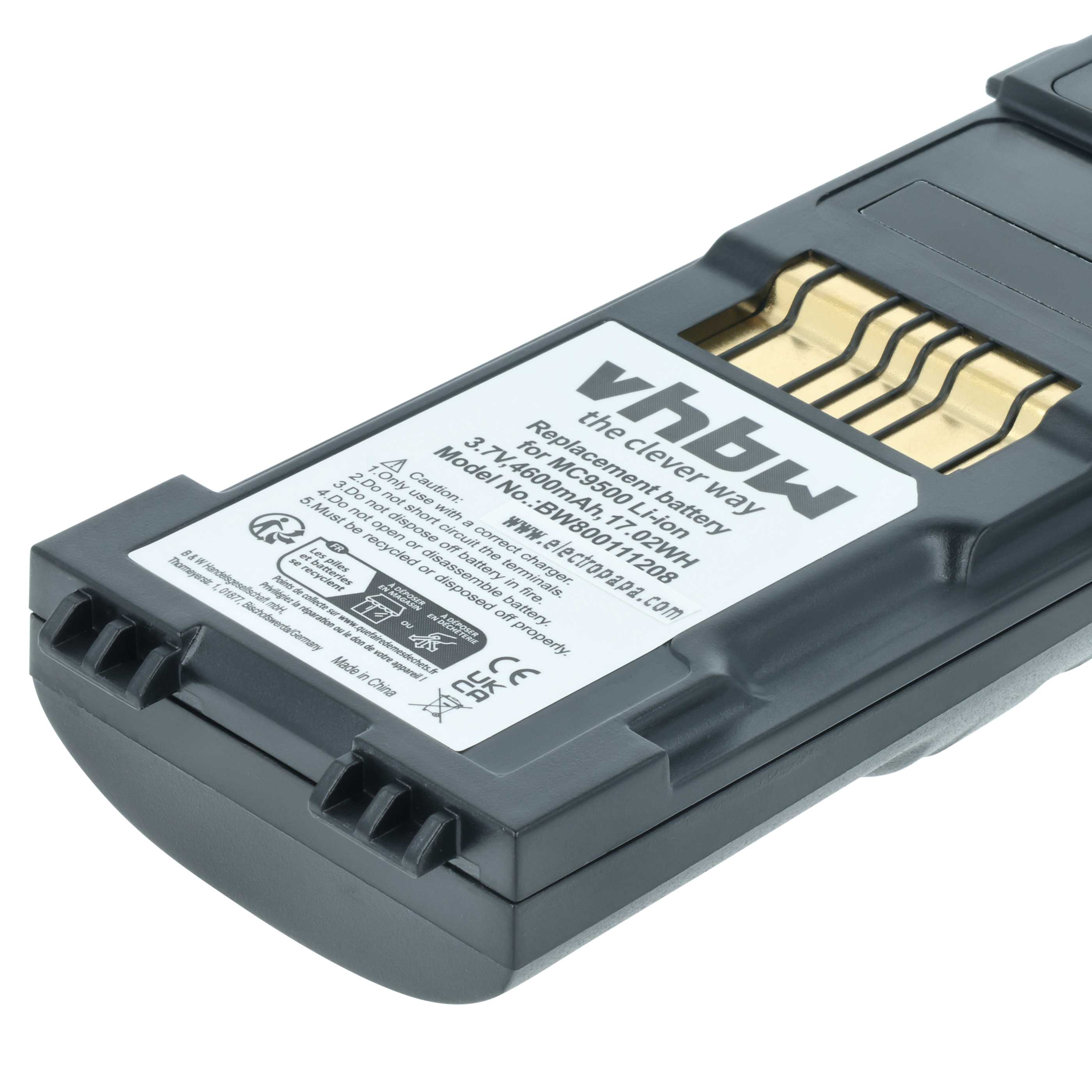 Batería reemplaza Symbol 82-111636-01, BTRY-MC95IABA0 para escáner código de barras (4600 mAh, 3,7 V, Li-Ion)