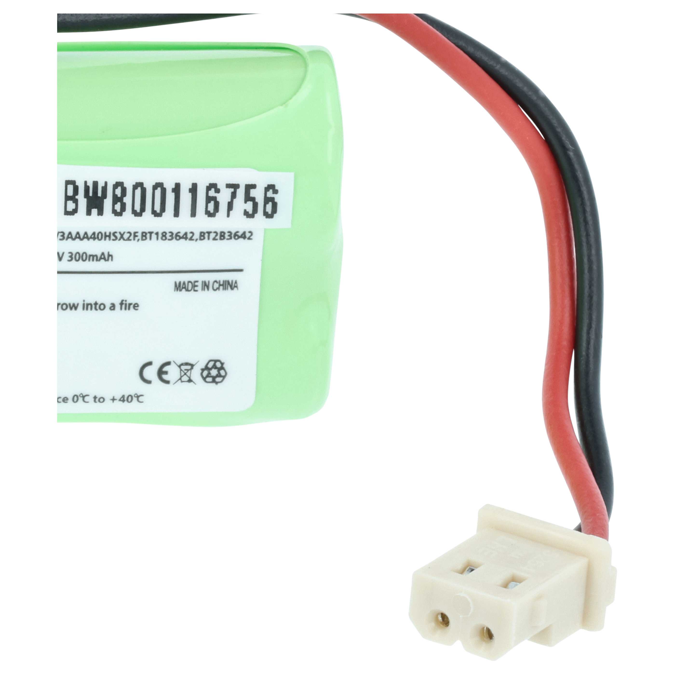 Batterie remplace V-Tech 2SN-2/3AAA40H-S-X2, 2SN2/3AAA40HSX2F pour téléphone V-Tech - 300mAh 2,4V NiMH