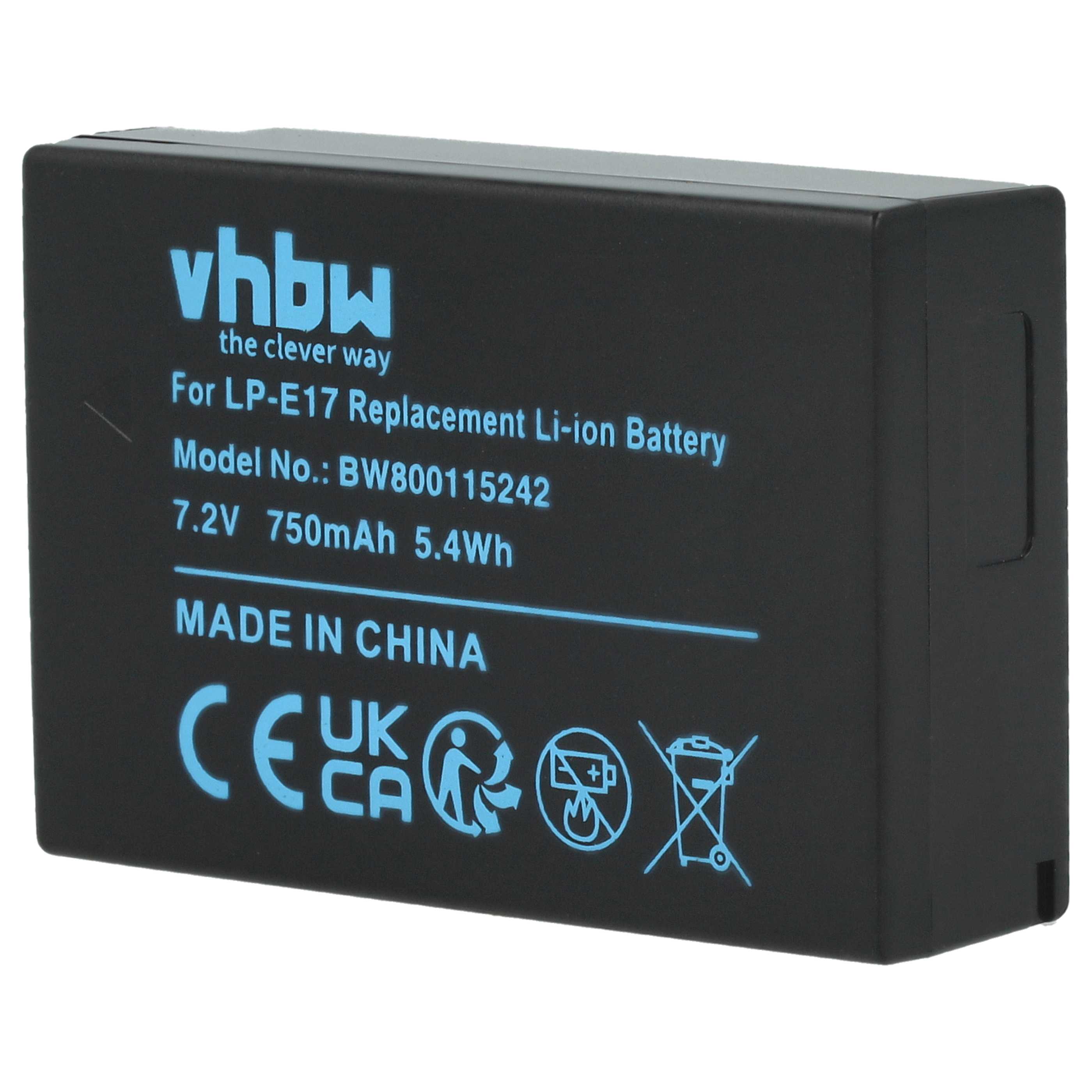 2x Battery replaces Canon LP-E17 - 750mAh, 7.2V, Li-Ion