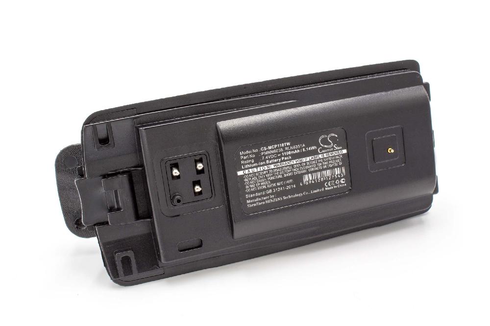 Batería reemplaza Motorola 6080384X65 para radio, walkie-talkie Motorola - 1100 mAh 7,4 V Li-Ion con clip