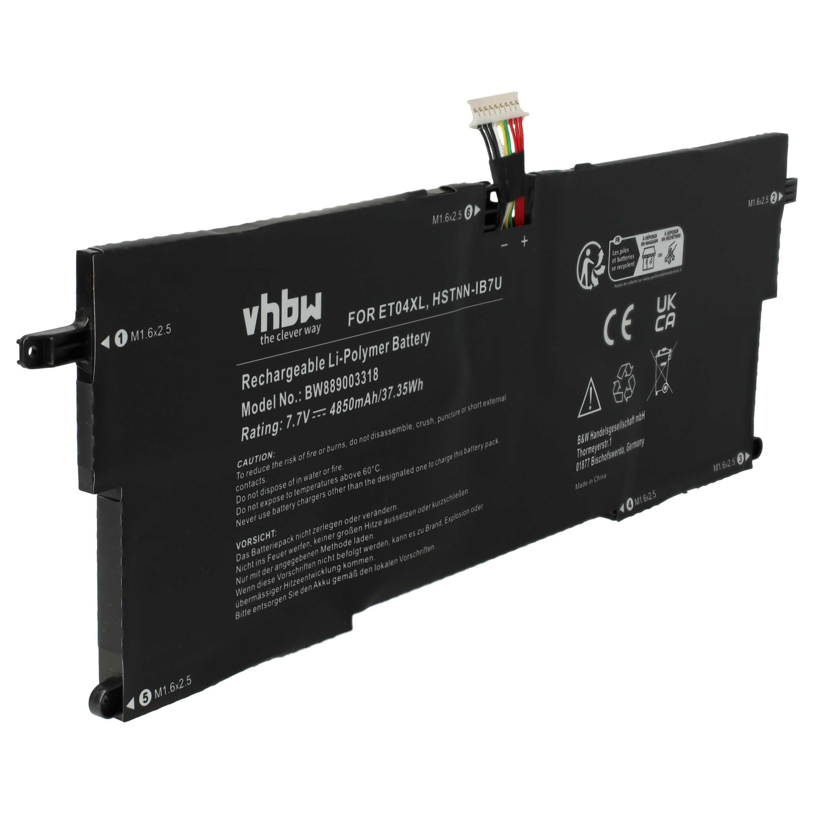 Batteria sostituisce HP ET04049XL, 915030-171, 915191-855, 915030-1C1 per notebook HP - 4850mAh 7,7V Li-Poly