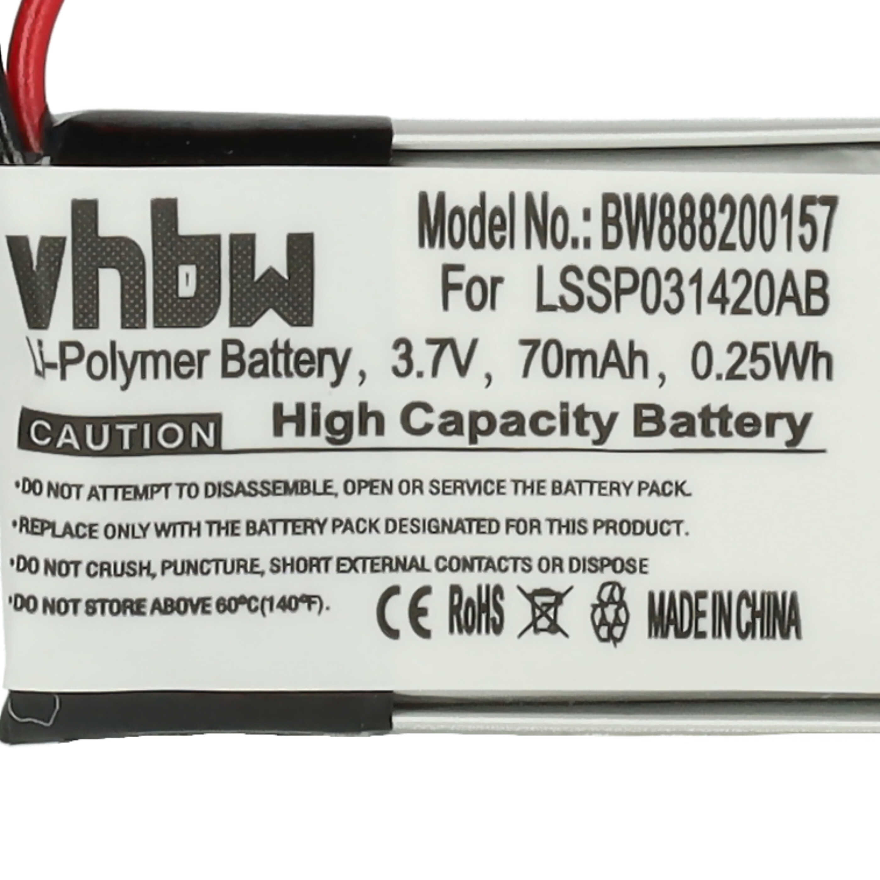 Smartwatch Battery replaces Fitbit LSSP031420AB - 70 mAh 3.7 V Li-polymer + Tools