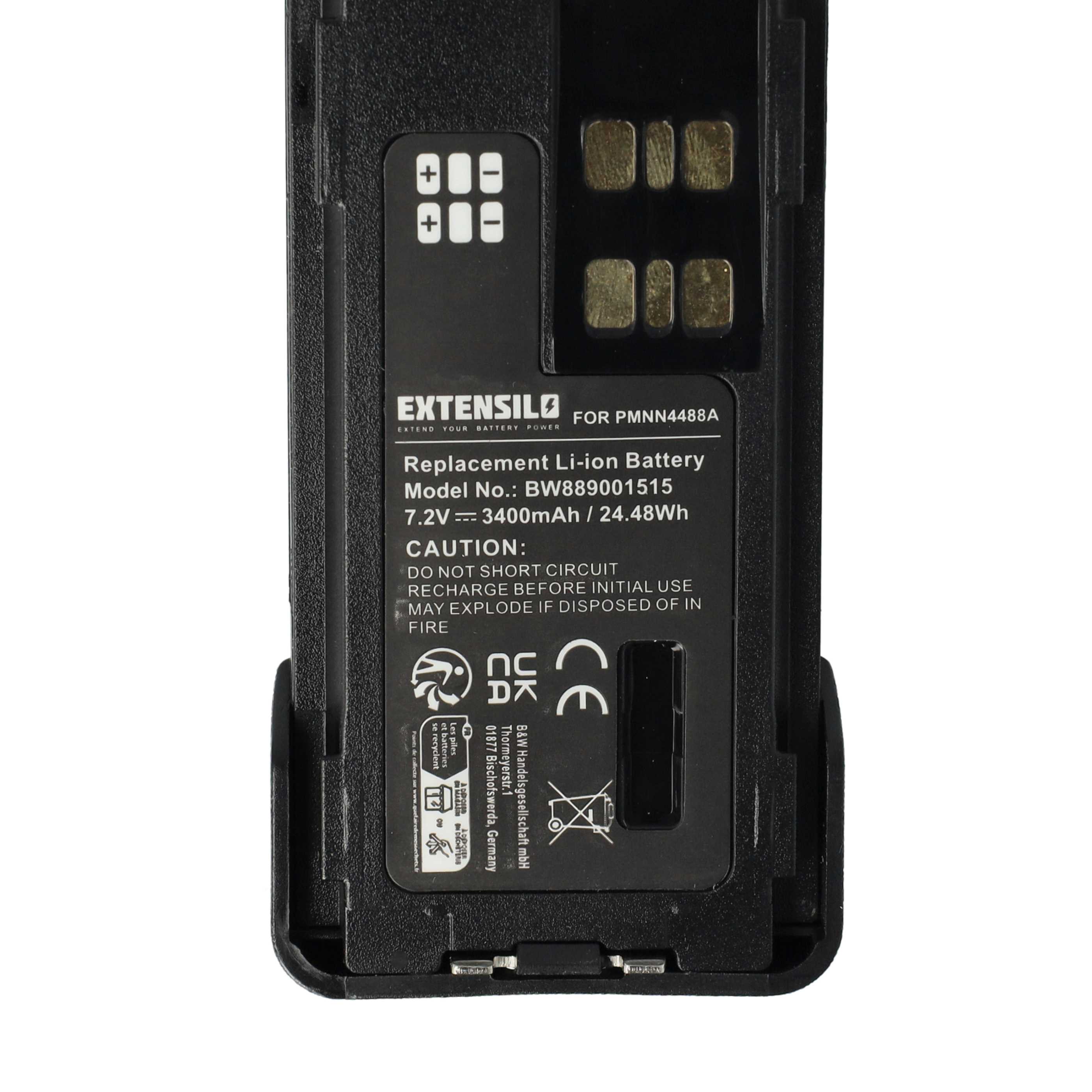 Radio 2x Battery replaces Motorola PMNN4416, PMNN4415, PMNN4415AR, PMNN441 - 3400 mAh 7.2 V Li-Ion + Belt Clip
