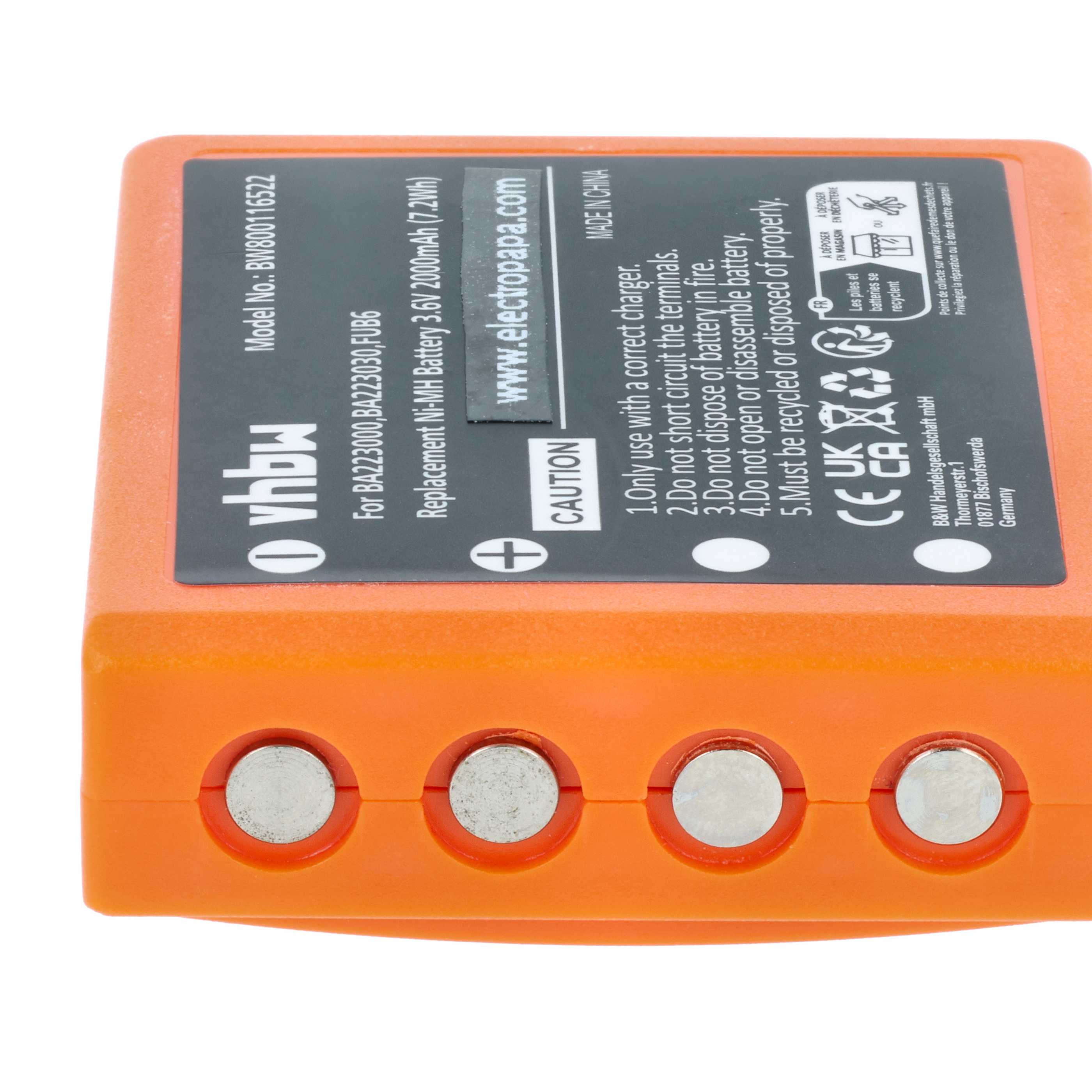 Akku (5 Stück) als Ersatz für HBC BA223031, BA223001, BA223000, BA223030 Steuerung - 2000mAh 3,6V NiMH