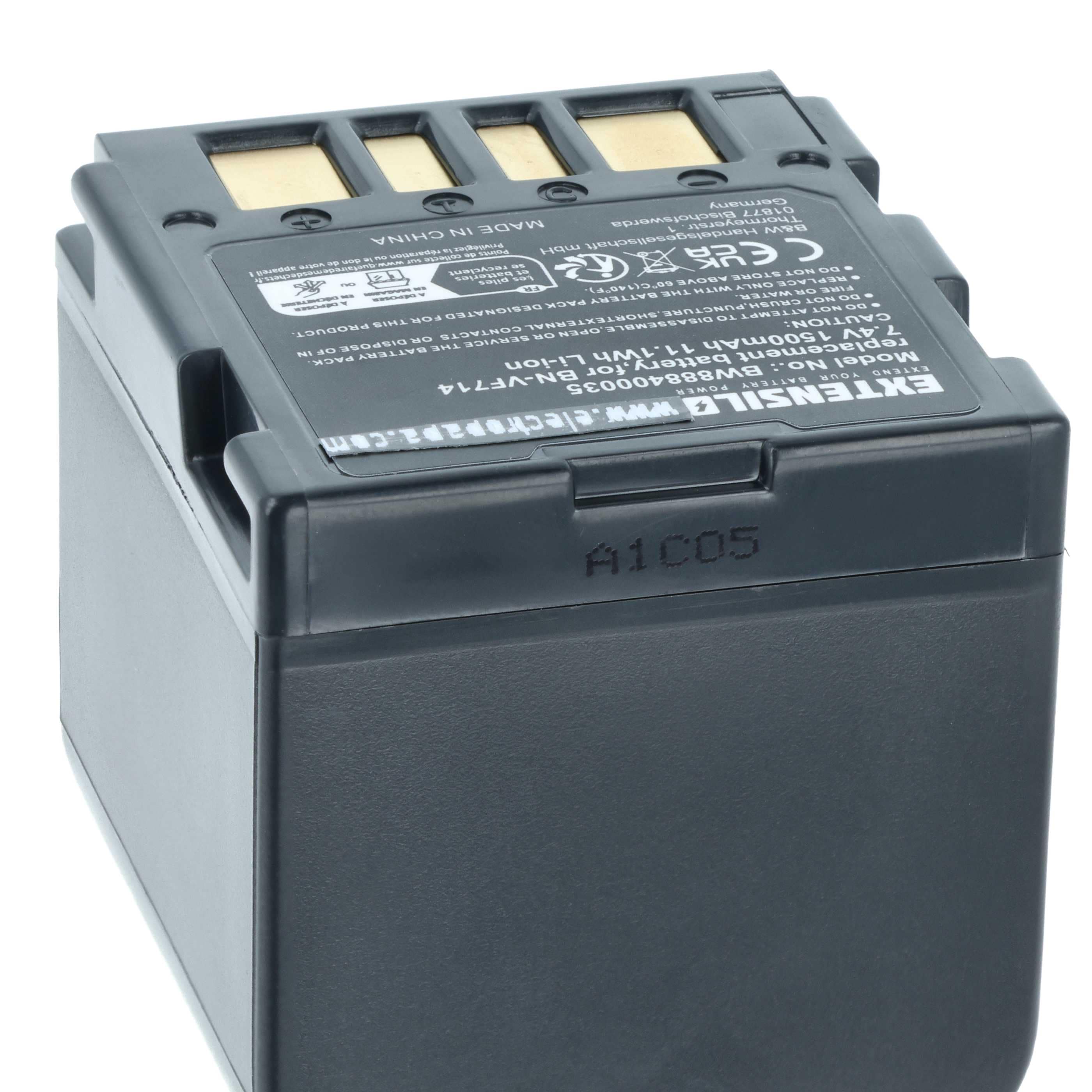 Batteria sostituisce JVC BN-VF707, BN-VF707U, BN-VF714, BN-VF714U per fotocamera - 1500mAh 7,4V Li-Ion