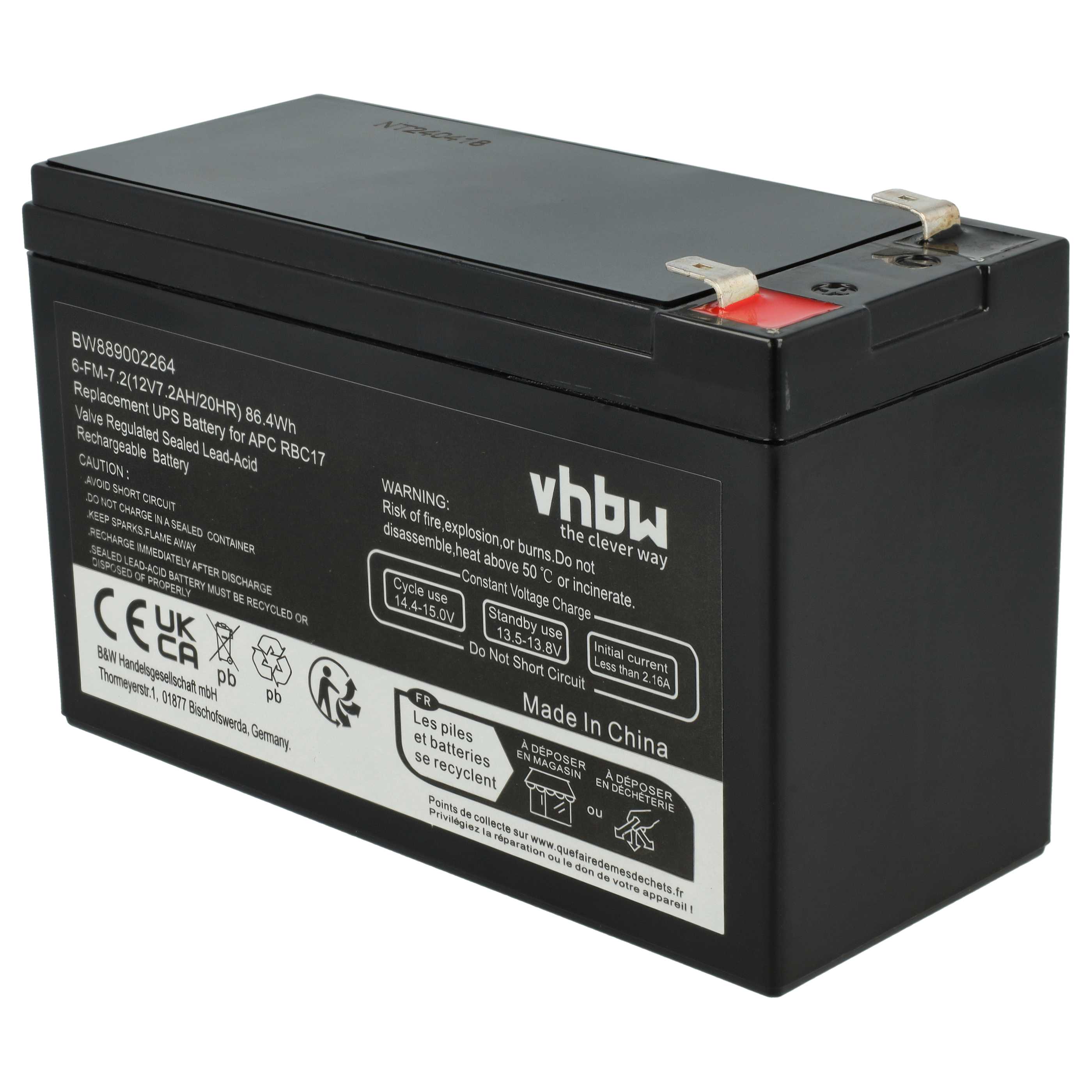 UPS 4x Battery replaces APC RBC48 - 7200 mAh 12 V AGM
