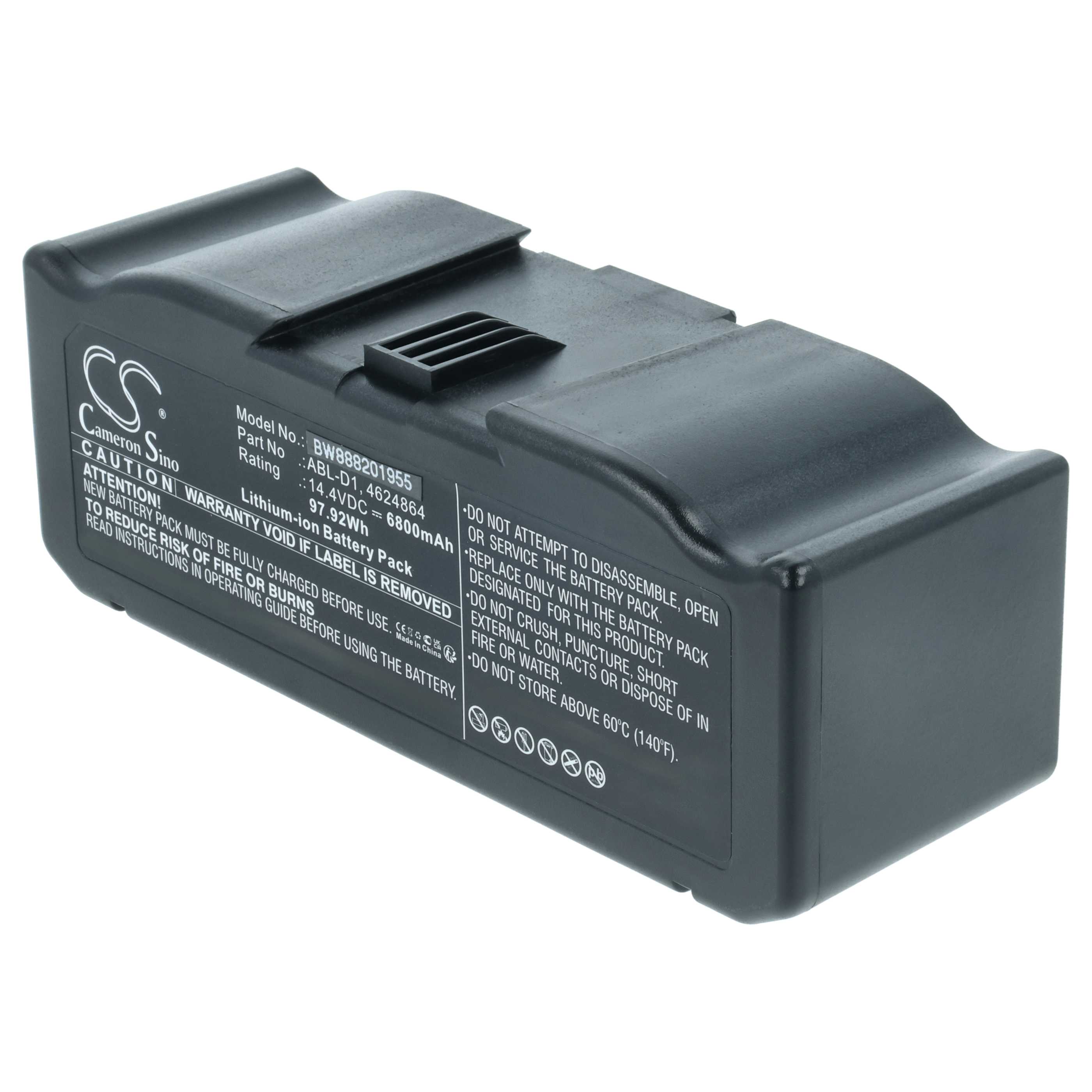 Battery replaces iRobot ABL-D1, 4624864, ABL-D2 for iRobot 6800mAh, 14.4V, Li-Ion