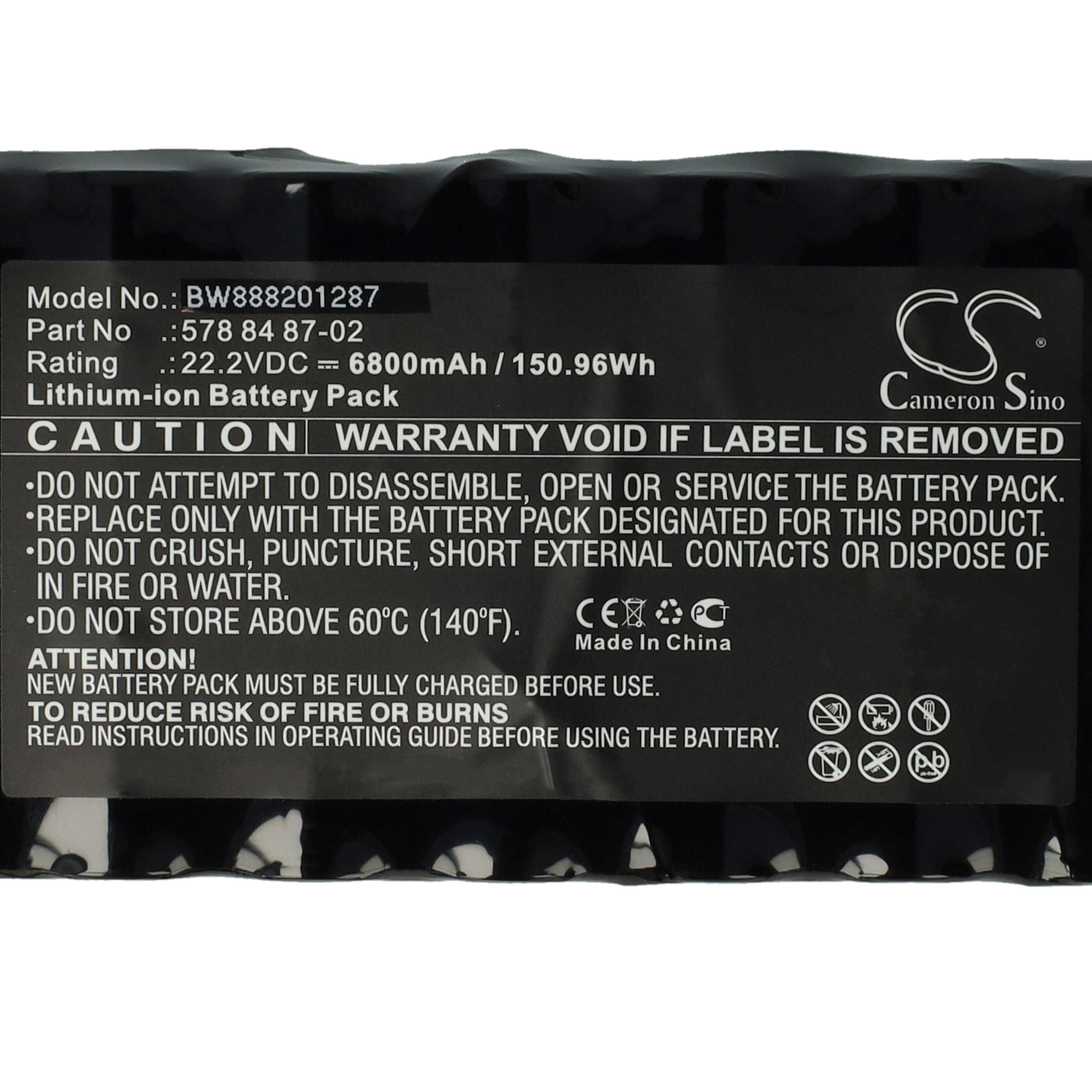 Batteria sostituisce Husqvarna 578 84 87-01 per dispositivo da giardinaggio Husqvarna - 6800mAh 22,2V Li-Ion