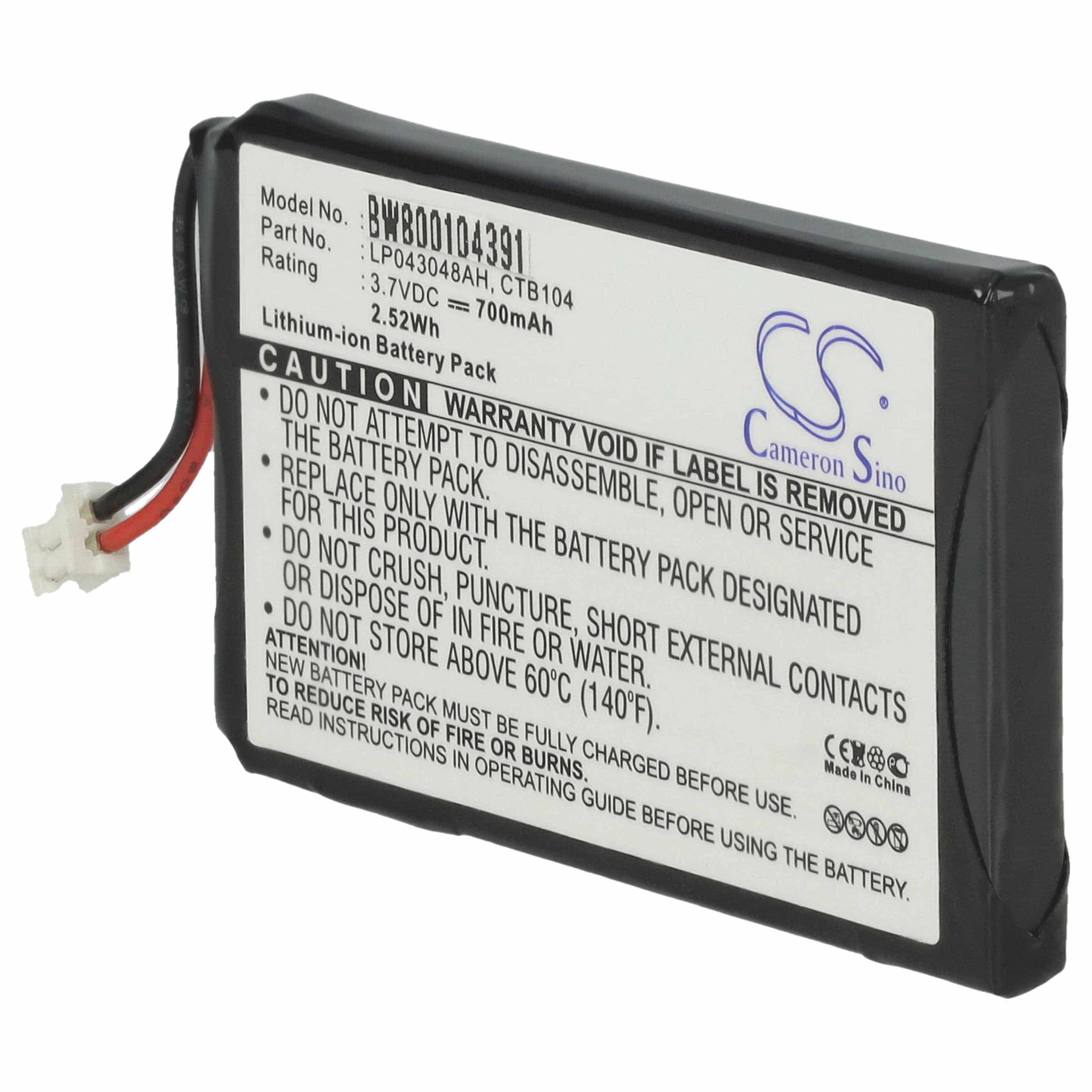 Batterie remplace Sagem 253230694, LP043048AH, CTB104 pour téléphone T-Com - 700mAh 3,7V Li-ion