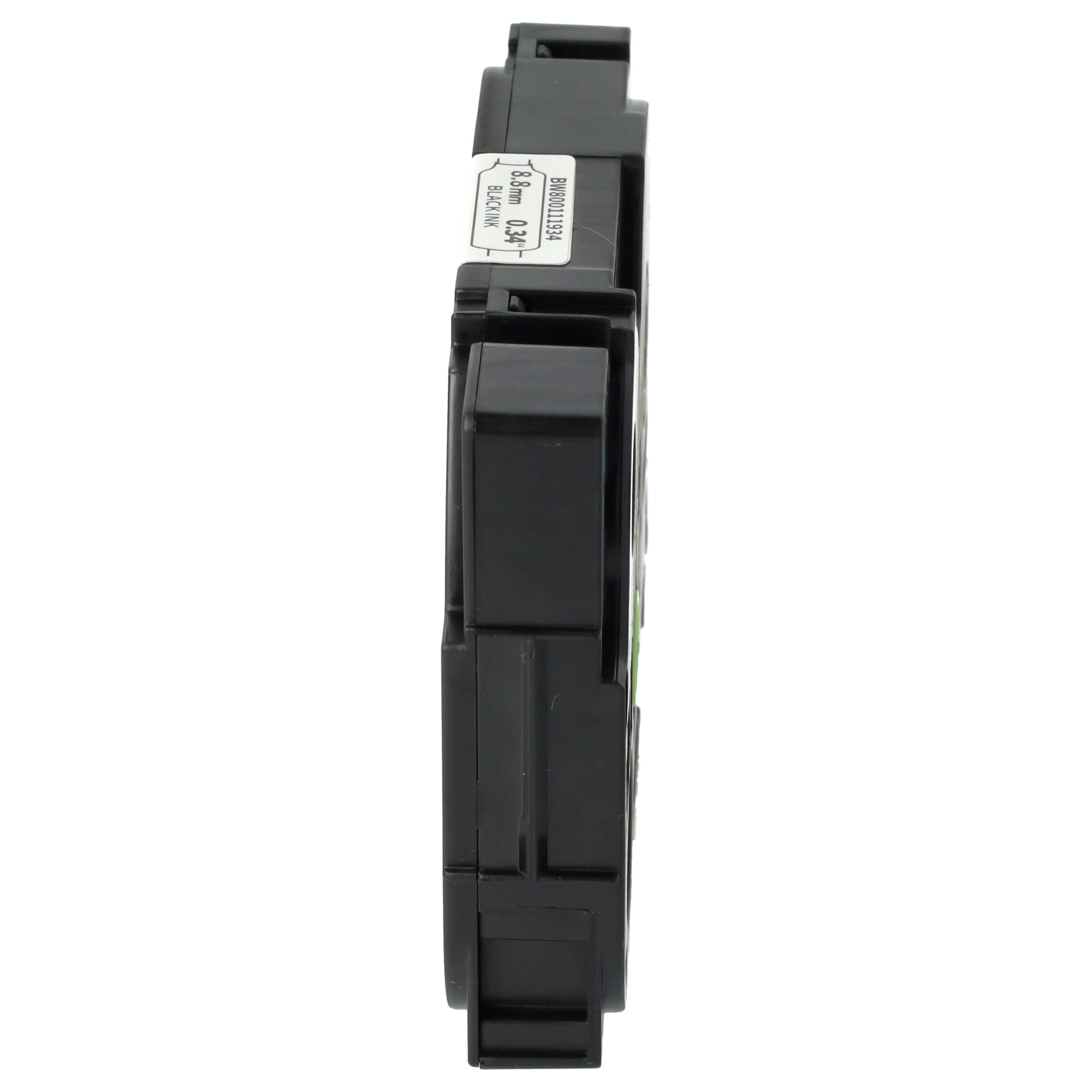 Cassette à ruban remplace Brother HSE-221 - lettrage Noir ruban Blanc, thermorétractable, 8,8 mm