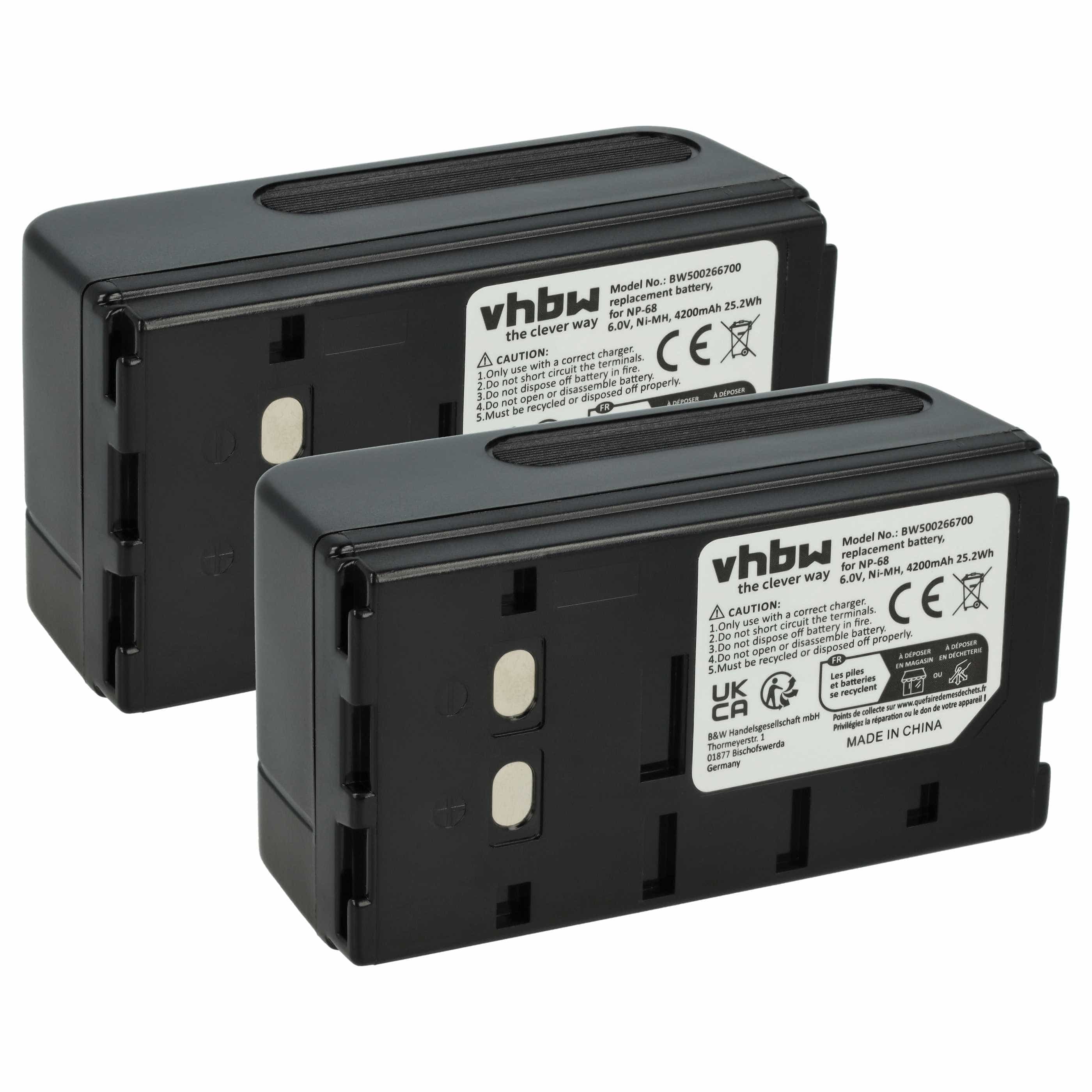 2x Battery replaces JVC BN-V65U, BN-V22U, BN-V25U, BN-V50U - 4200mAh, 6V, NiMH
