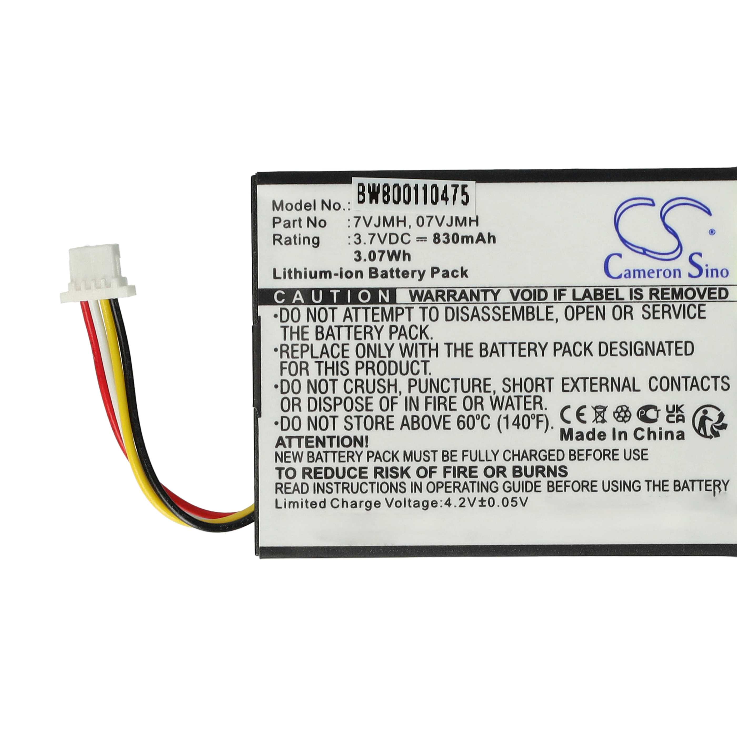 Batería reemplaza Dell 70K80, 07VJMH, T40JJ, 7VJMH, 070K80 para unidad RAID Dell - 830 mAh, 3,7 V
