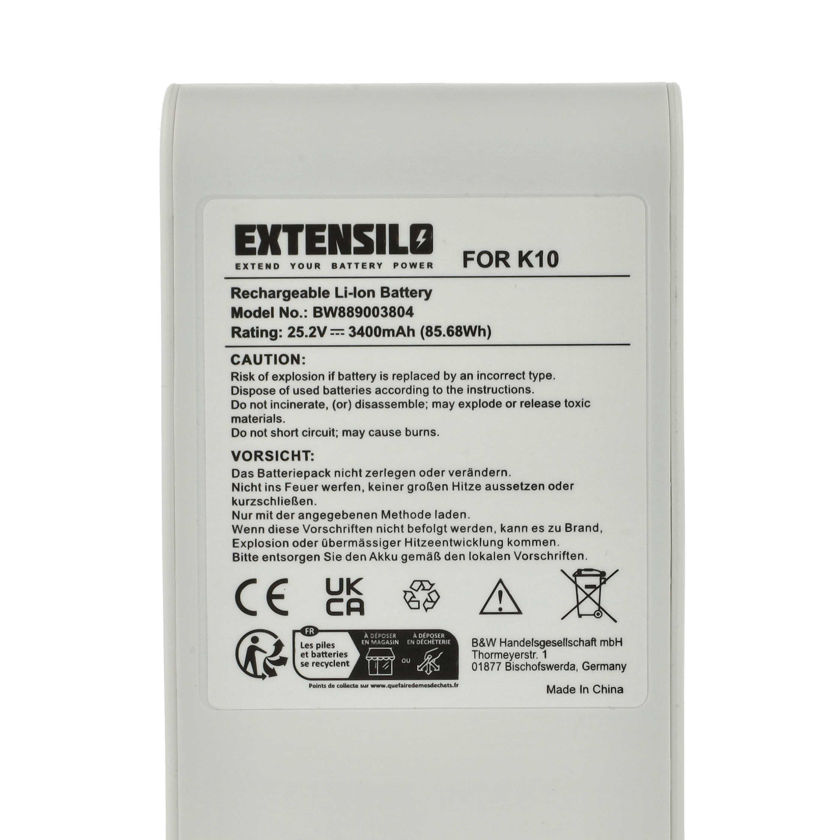 Battery replaces Xiaomi MJWXCQ04ZM for Xiaomi 3400mAh, 25.2V, Li-Ion