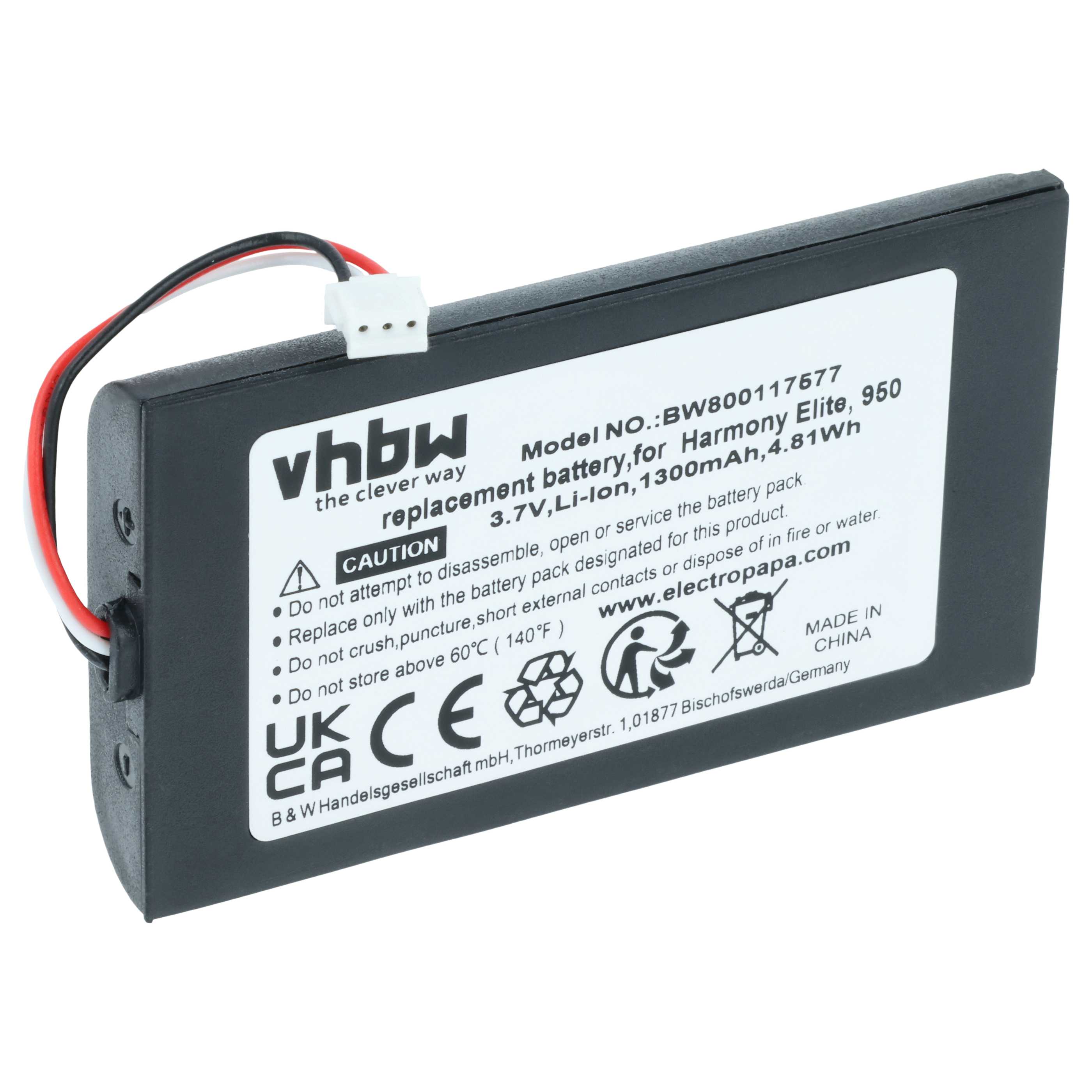 Batteria per telecomando remote controller sostituisce Logitech 623158, 533-000128 - 1300mAh 3,7V Li-Ion