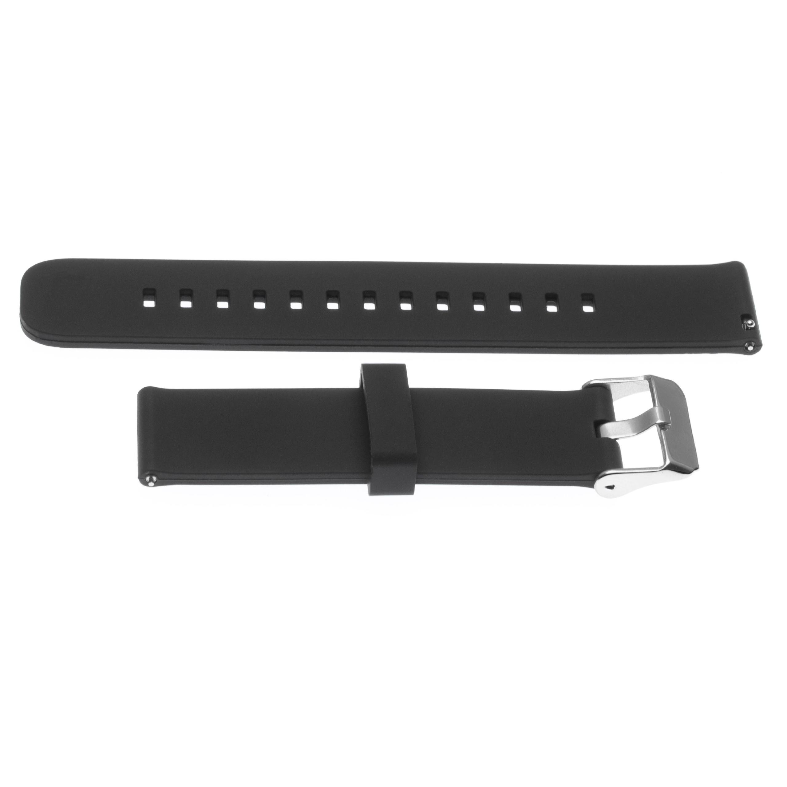 cinturino L per Huawei Watch Smartwatch ecc - 12,2cm + 8,5 cm lunghezza, 20mm ampiezza, silicone, nero