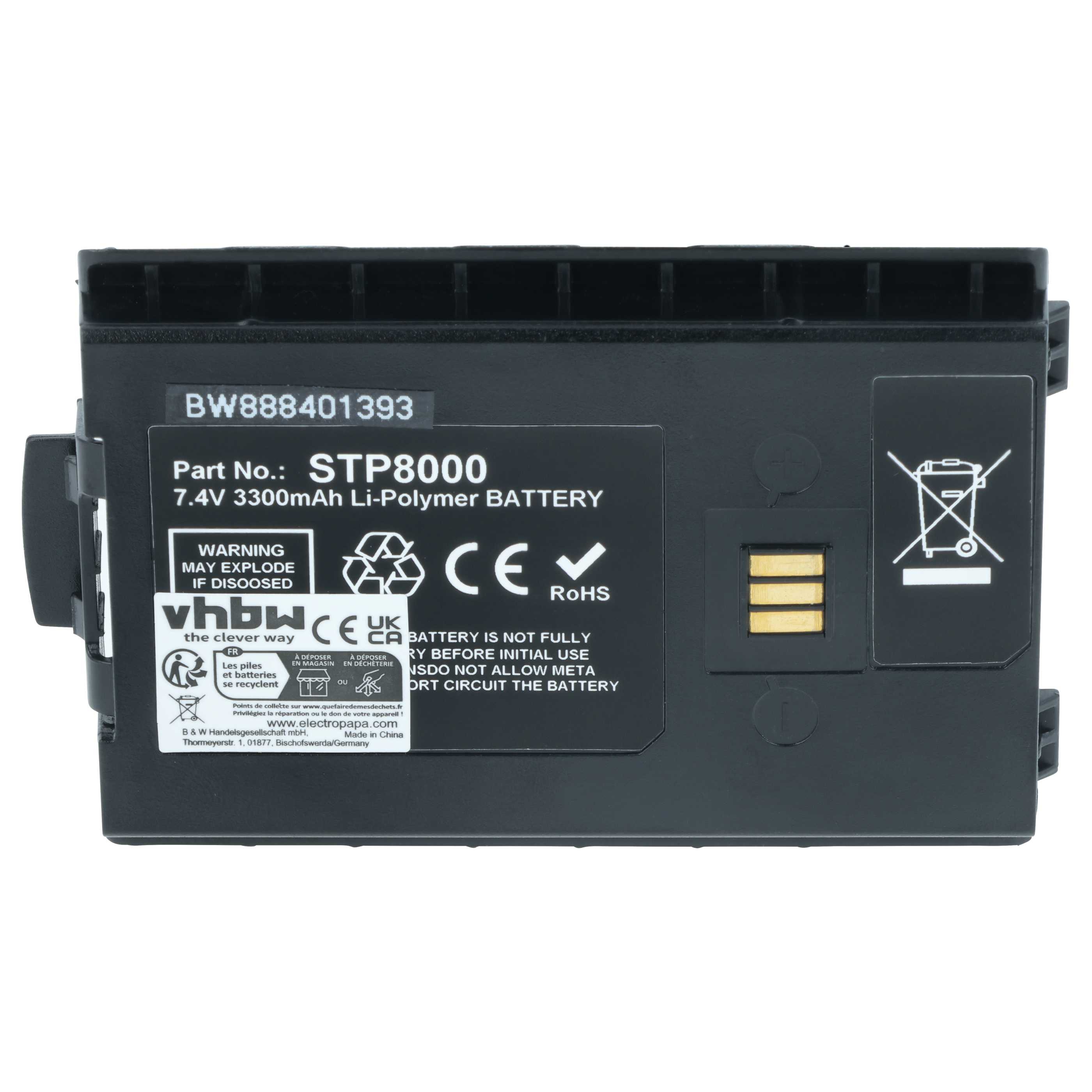 Radio 5x Battery replaces Sepura 300-01174, 300-01175, 300-00635, 300-00631, 300-00634 - 3300 mAh 7.4 V Li-Ion
