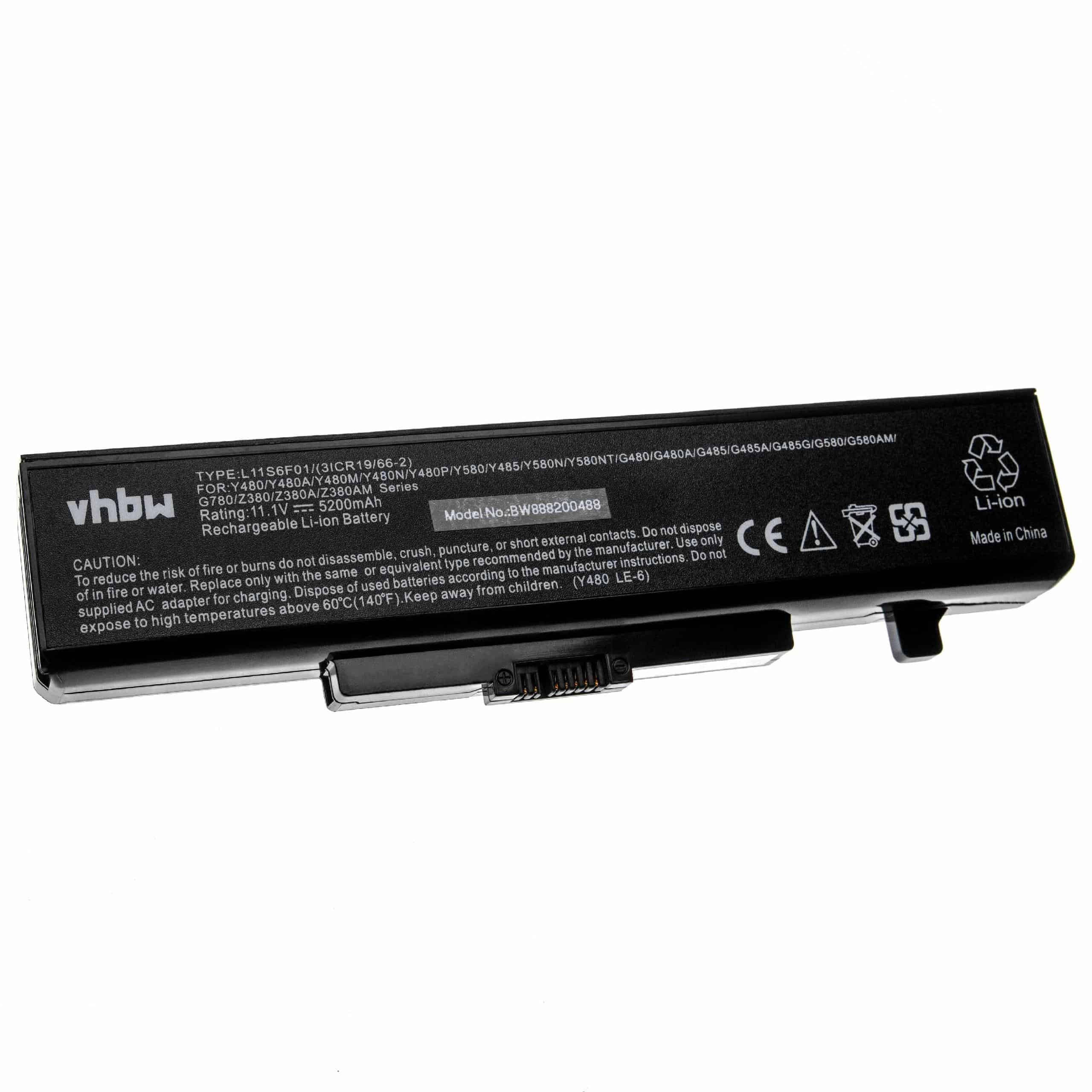 Notebook Battery Replacement for Lenovo 0A36311, 121000675, 121500047, 121500048 - 5200mAh 11.1V Li-Ion, black